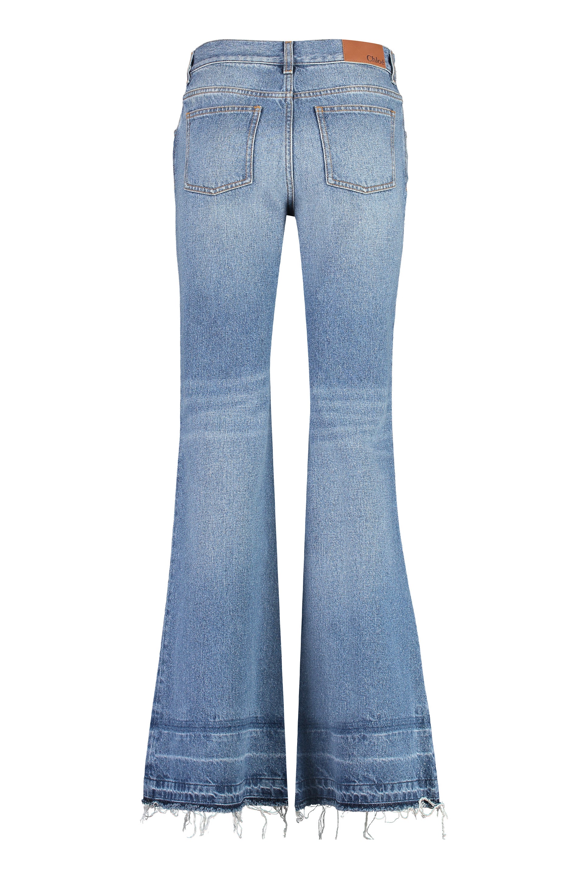 Low-rise flared jeans