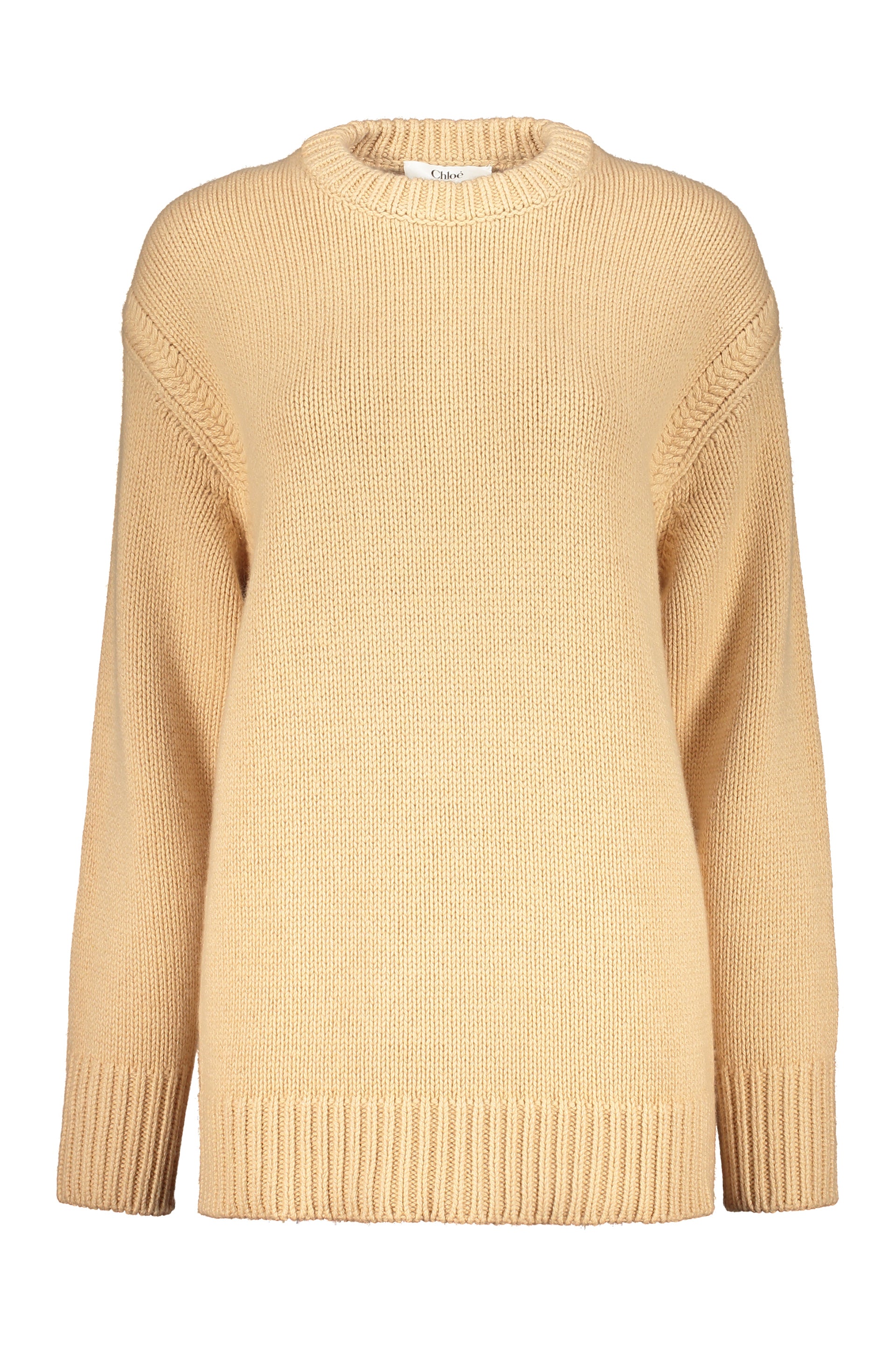 Beige Soft Sweater with Round Neck