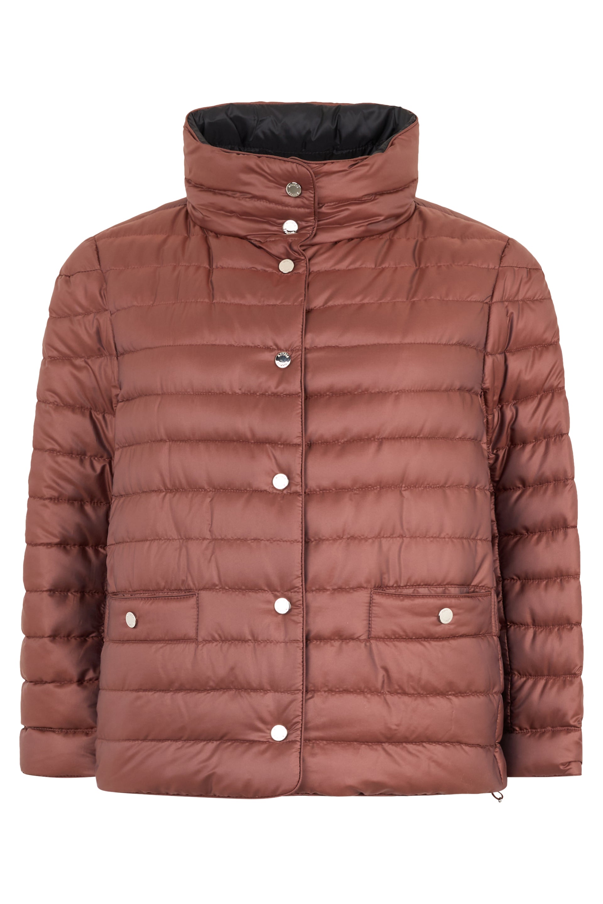 Brown padded jacket, comfortable and versatile.