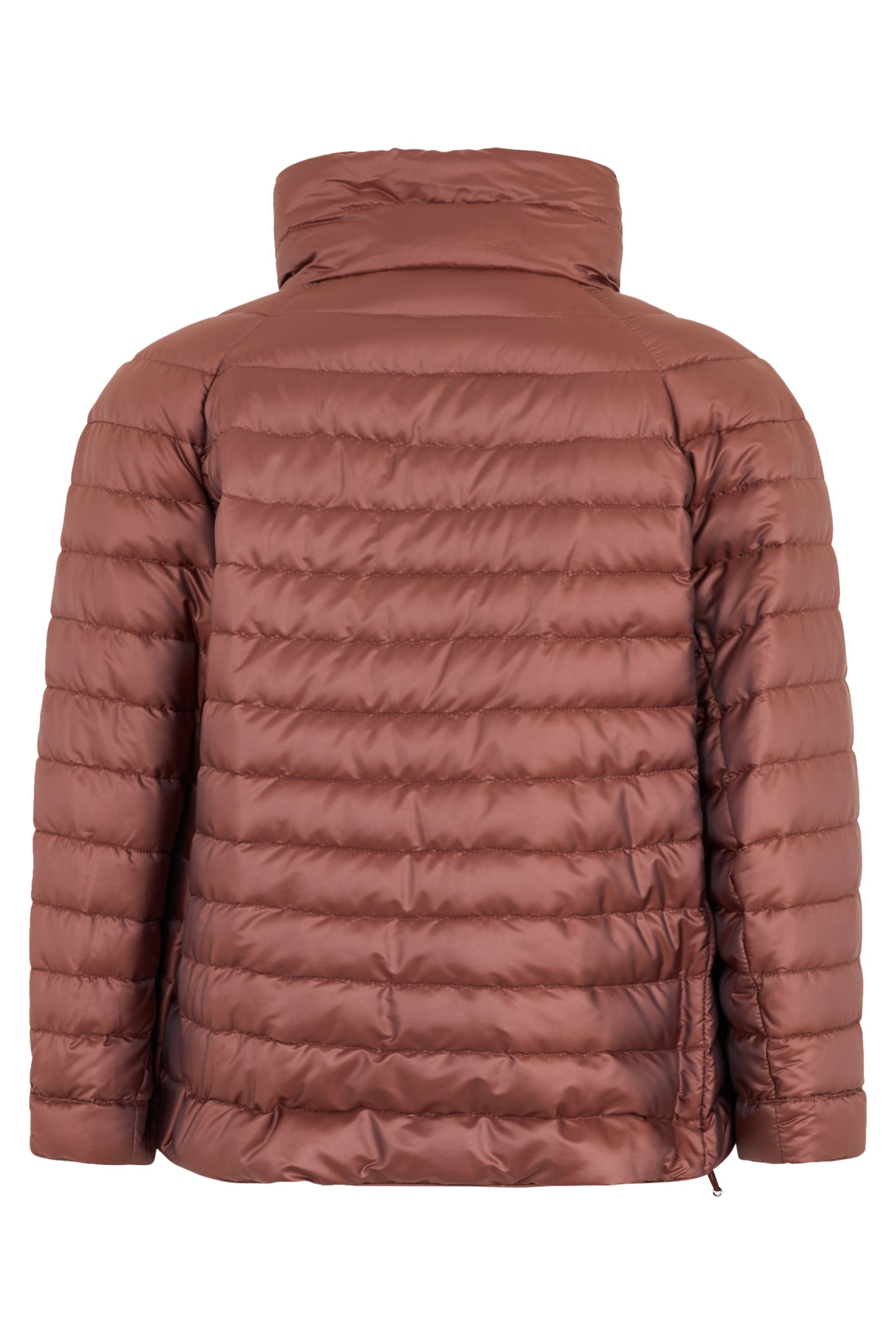 Brown padded jacket, comfortable and versatile.