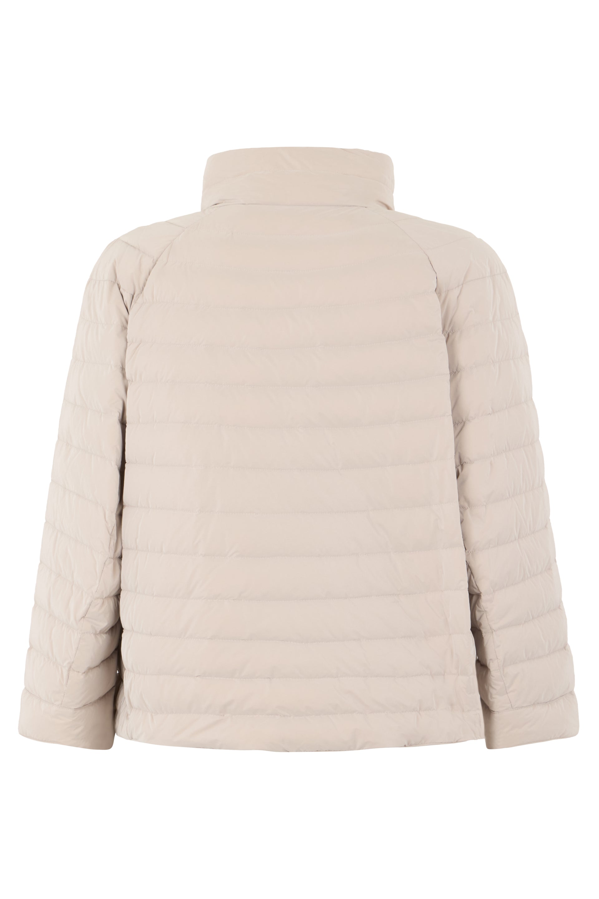 Beige padded jacket with buttons and pockets