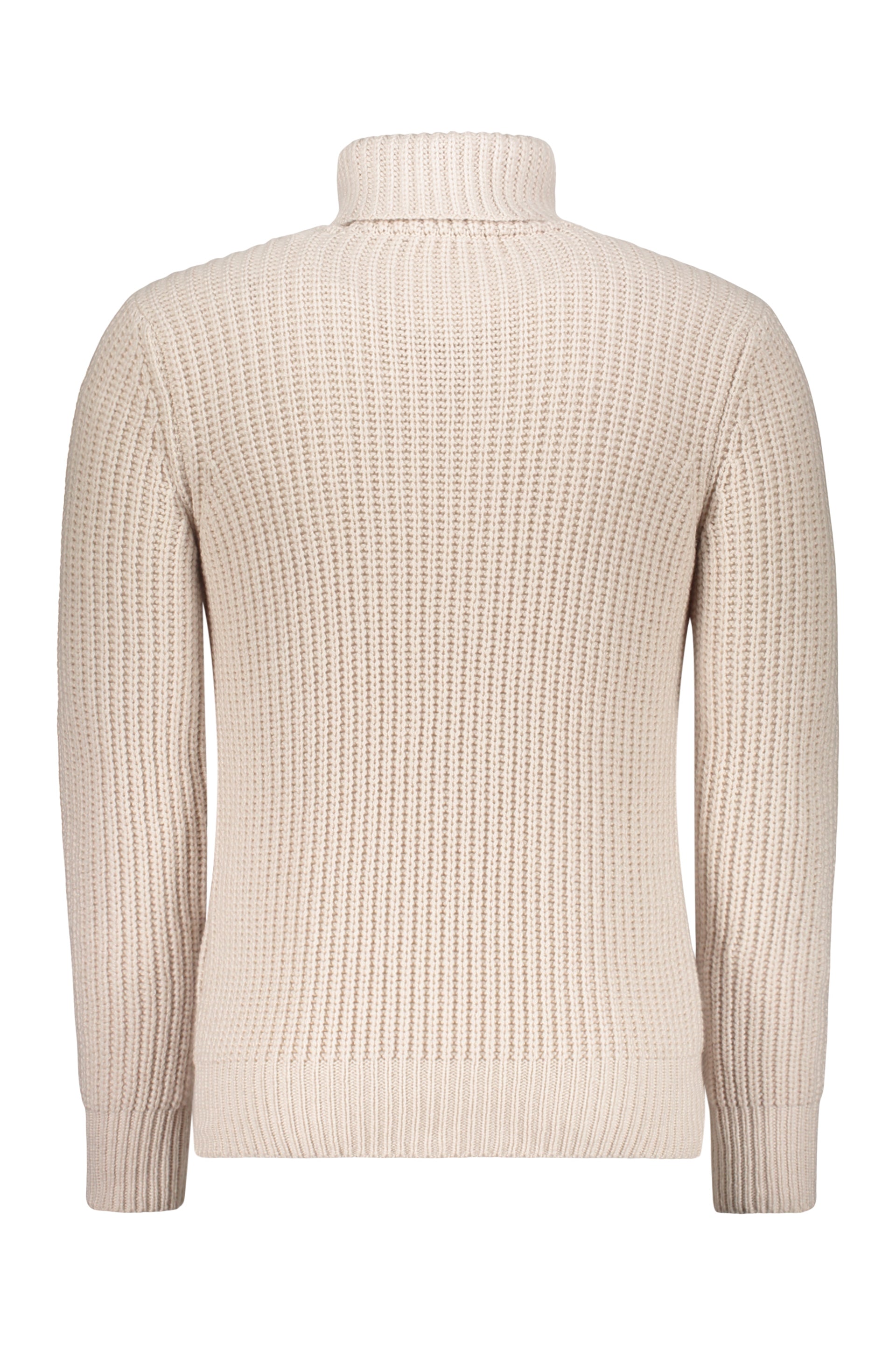 Beige sweater with high collar and wide fit in cable knit