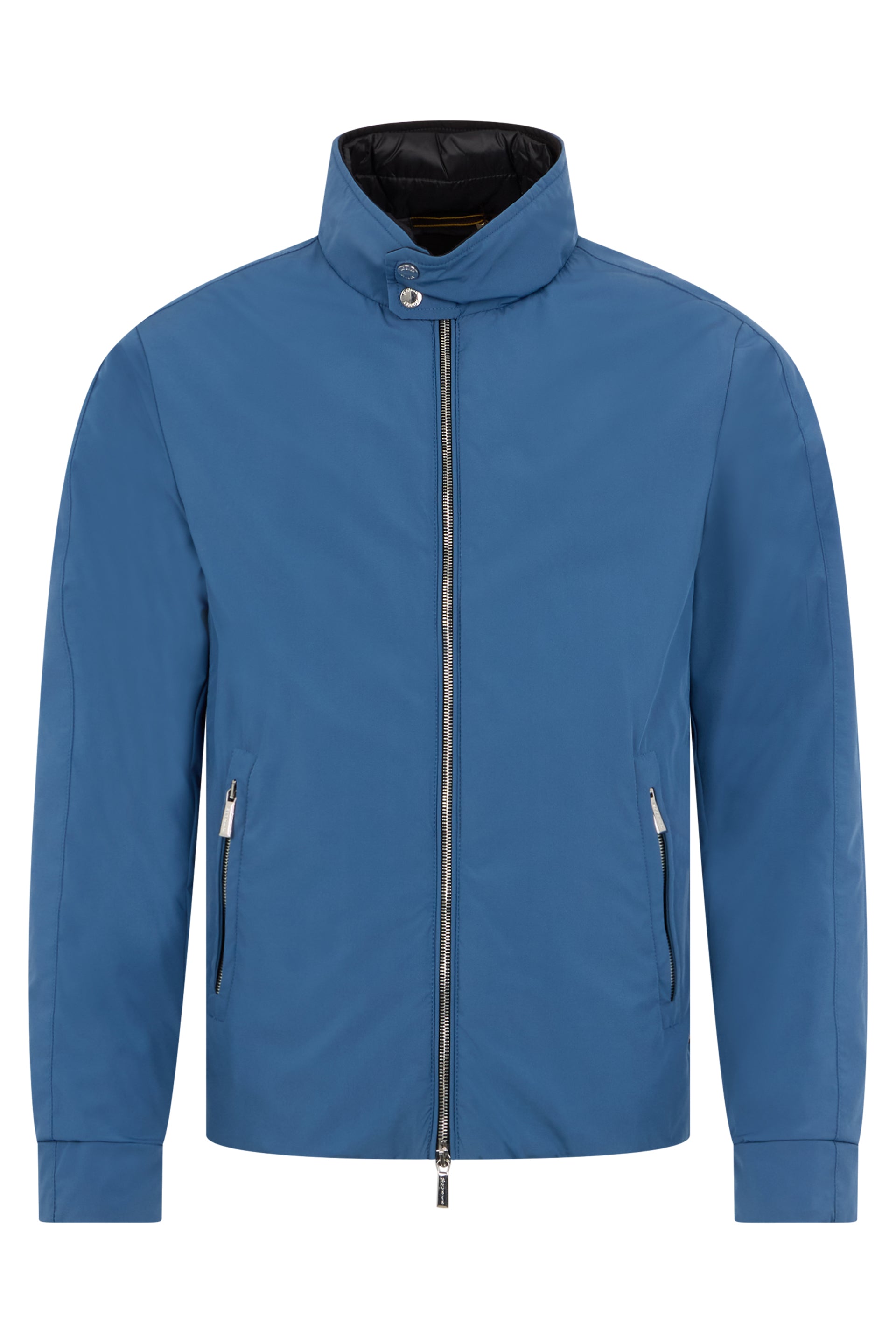 Blue padded jacket with casual and versatile design.