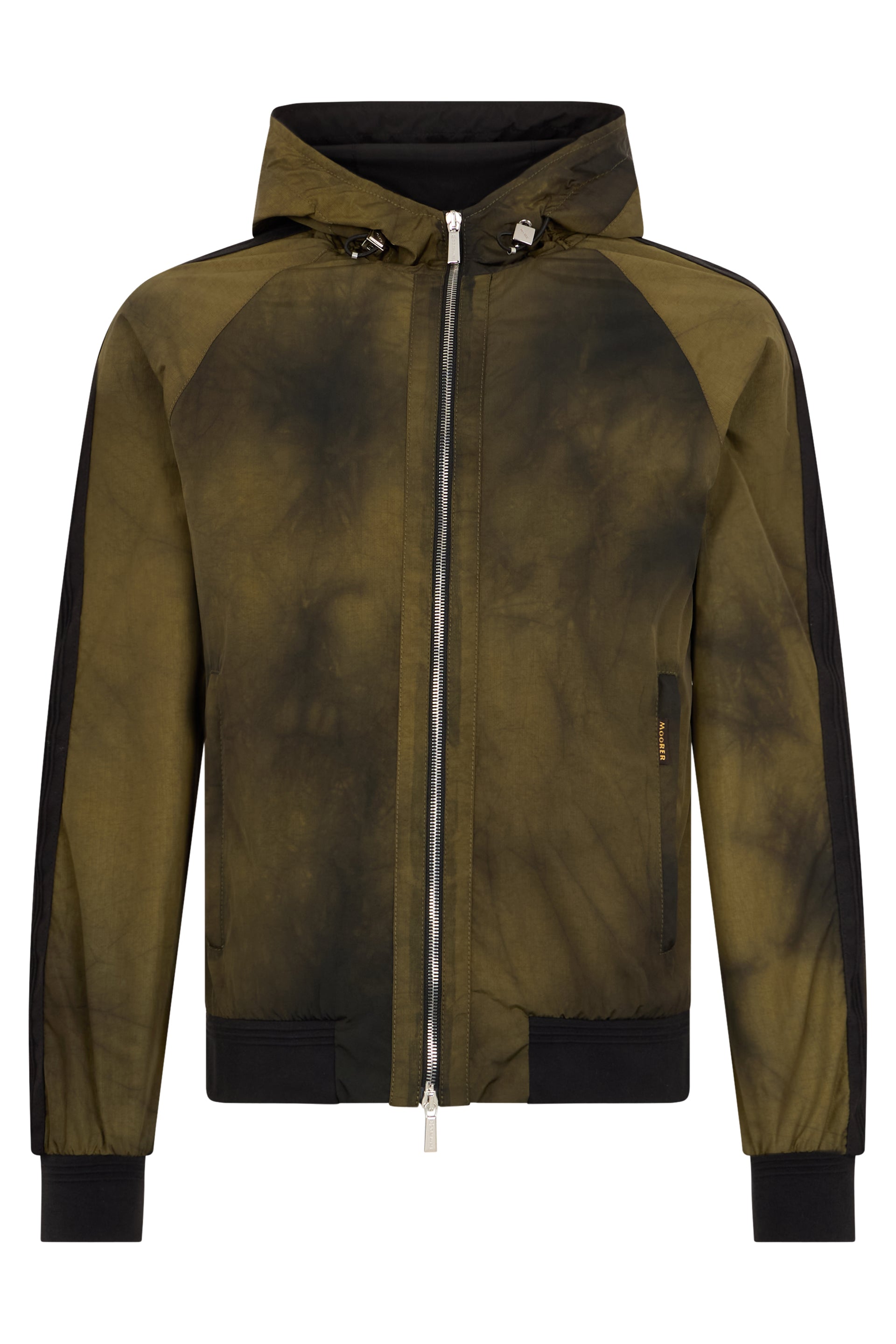 Green windbreaker with hood in casual and versatile design.