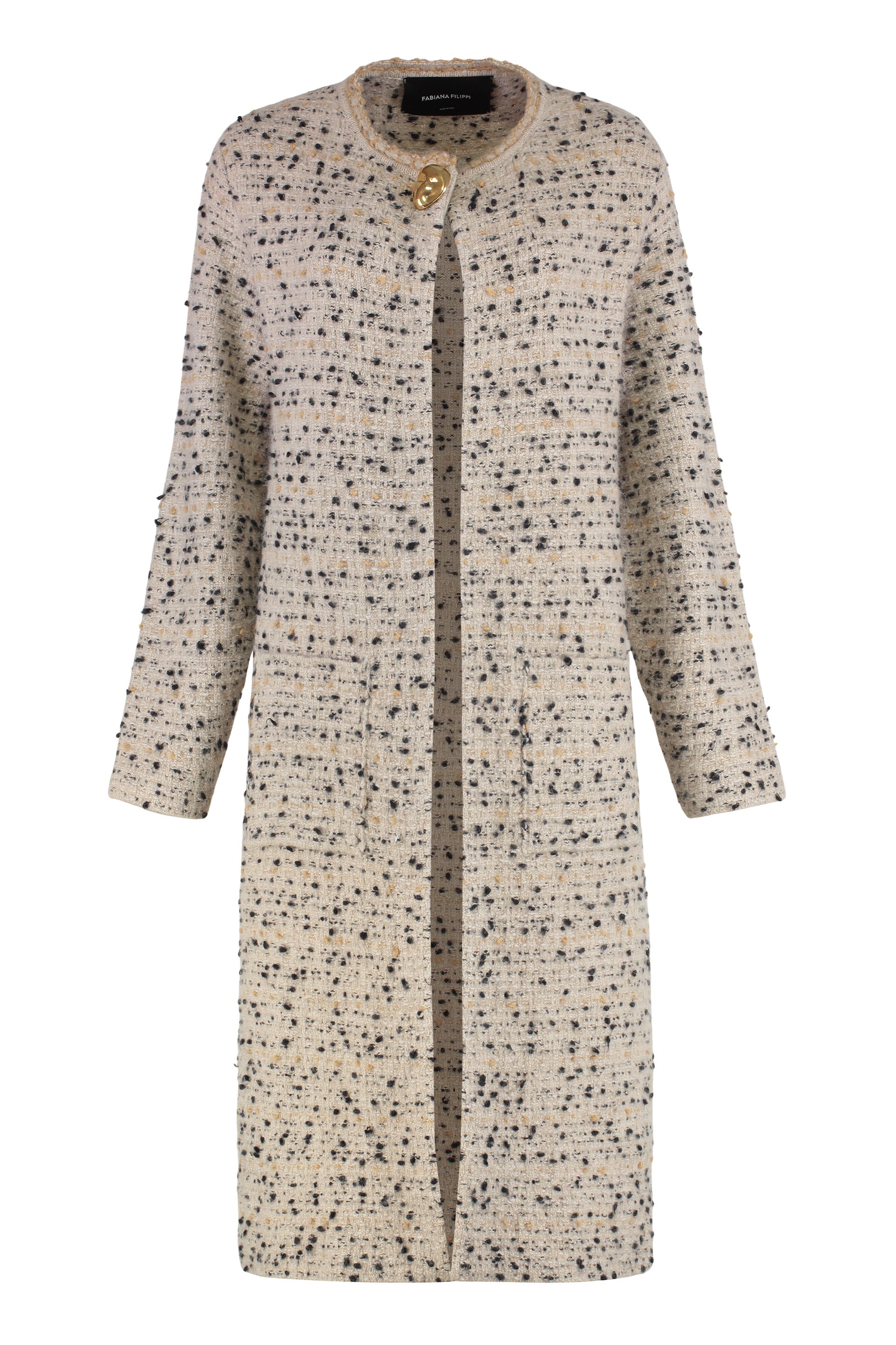 Wool blend maxi-cardigan