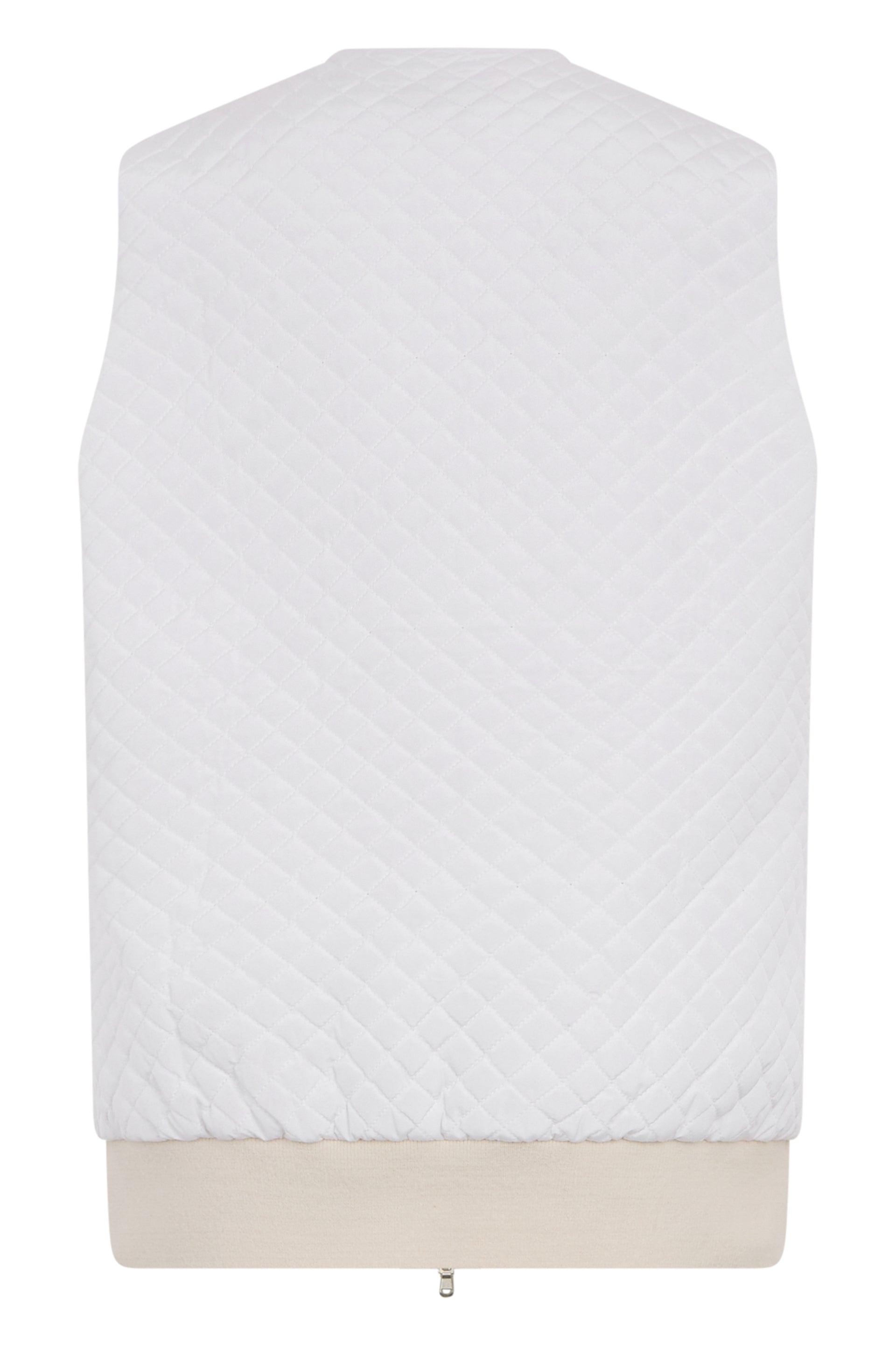 Elegant white gilet with zip, versatile and comfortable.