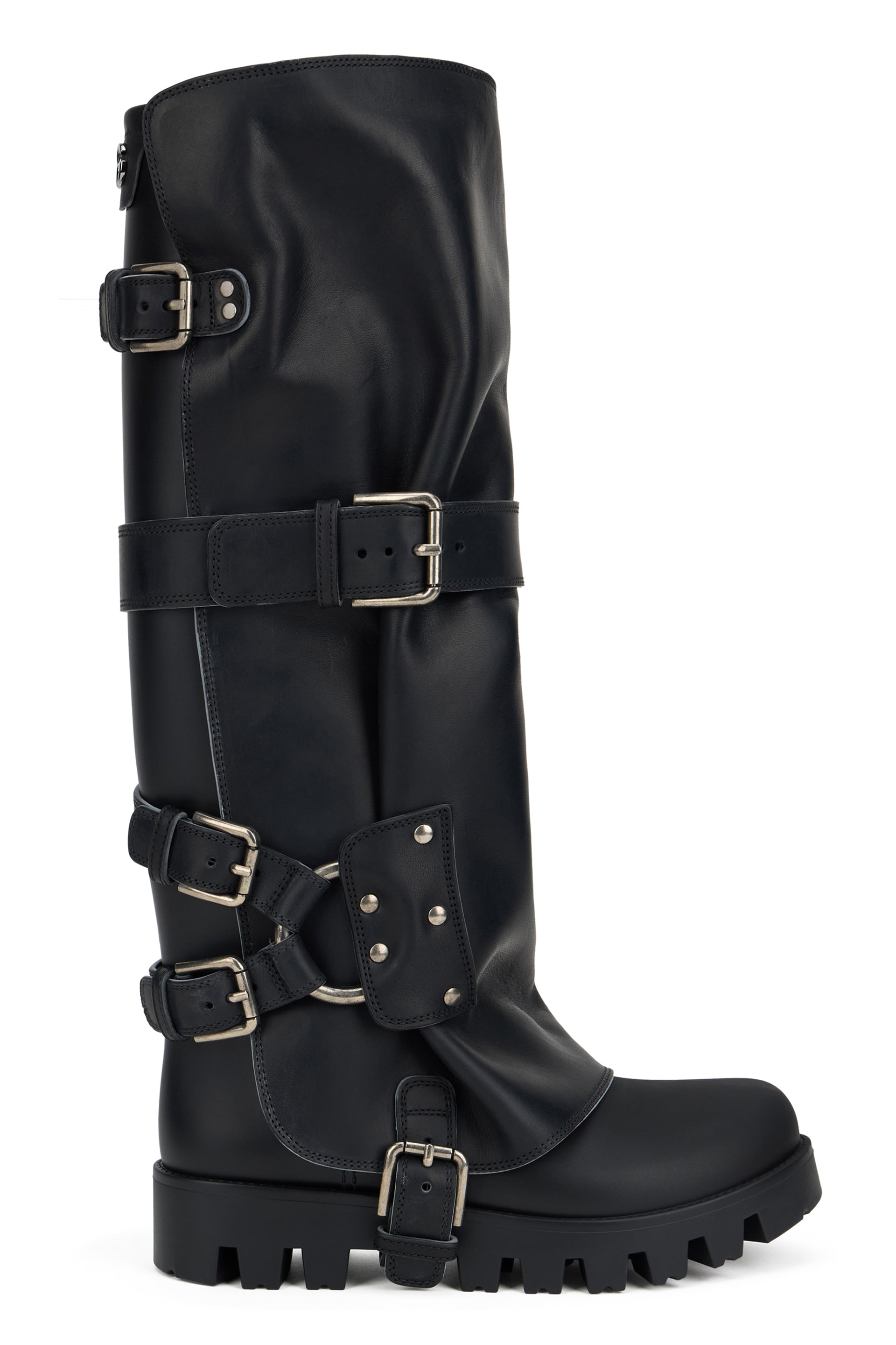 Leather biker boots