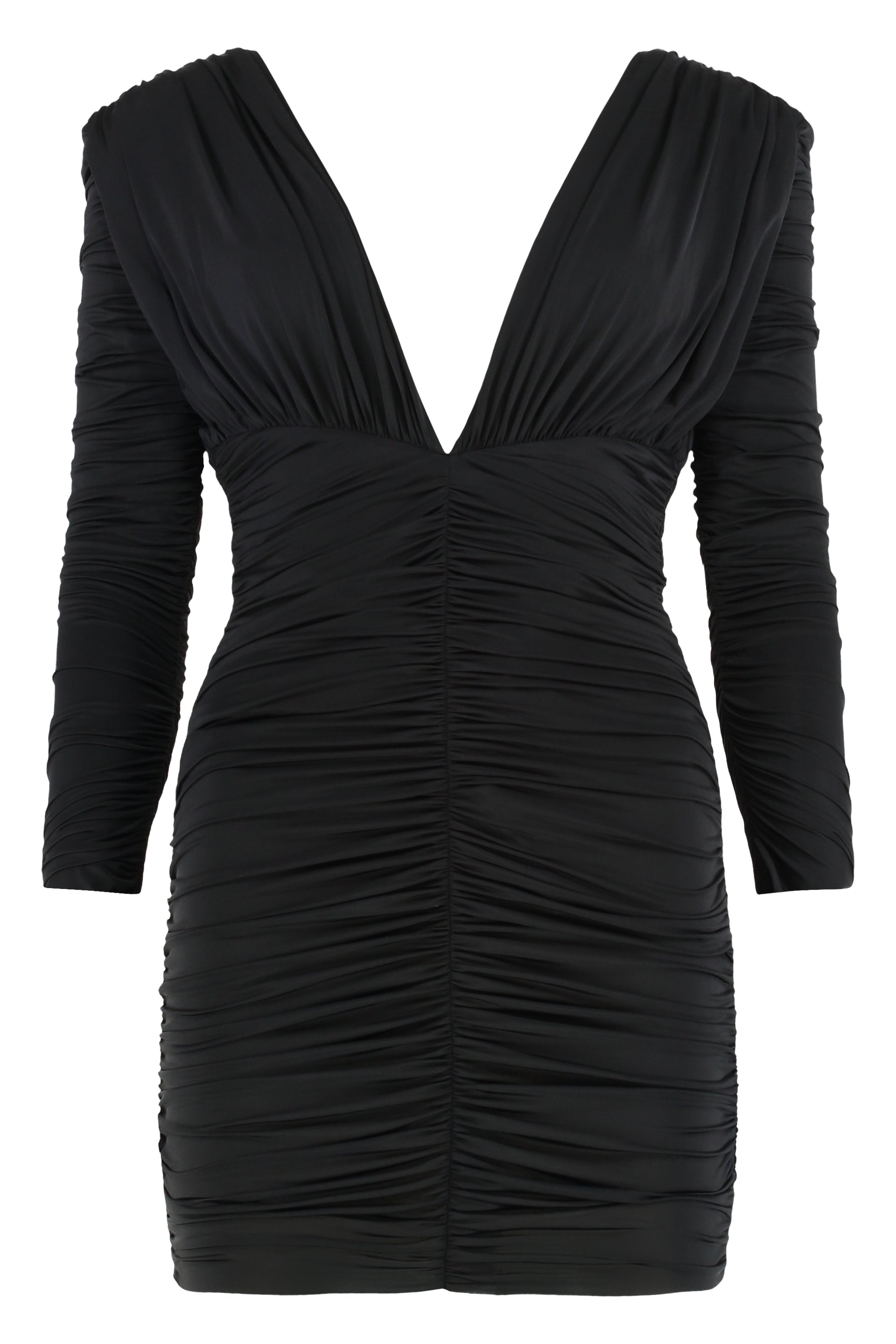 Short black dress with elegant V-neck