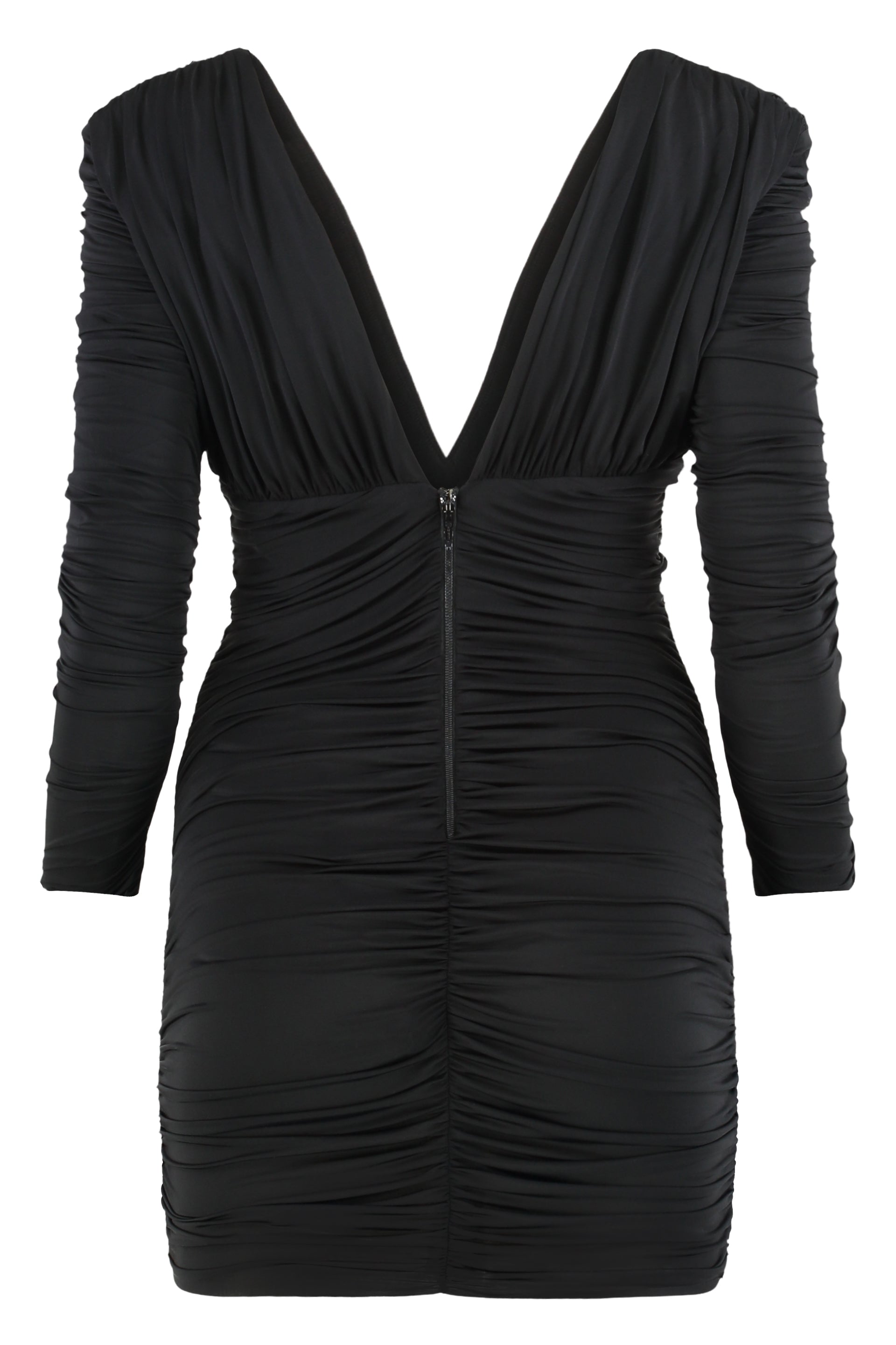 Short black dress with elegant V-neck