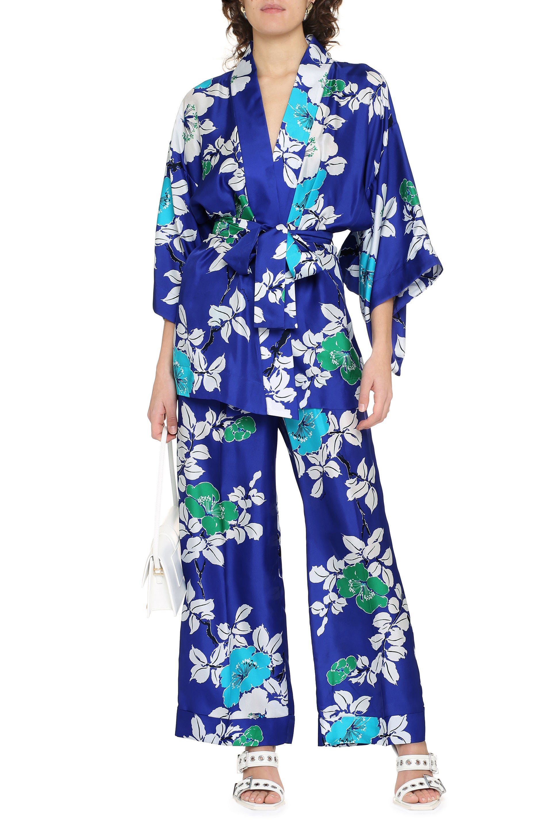 Printed silk kimono