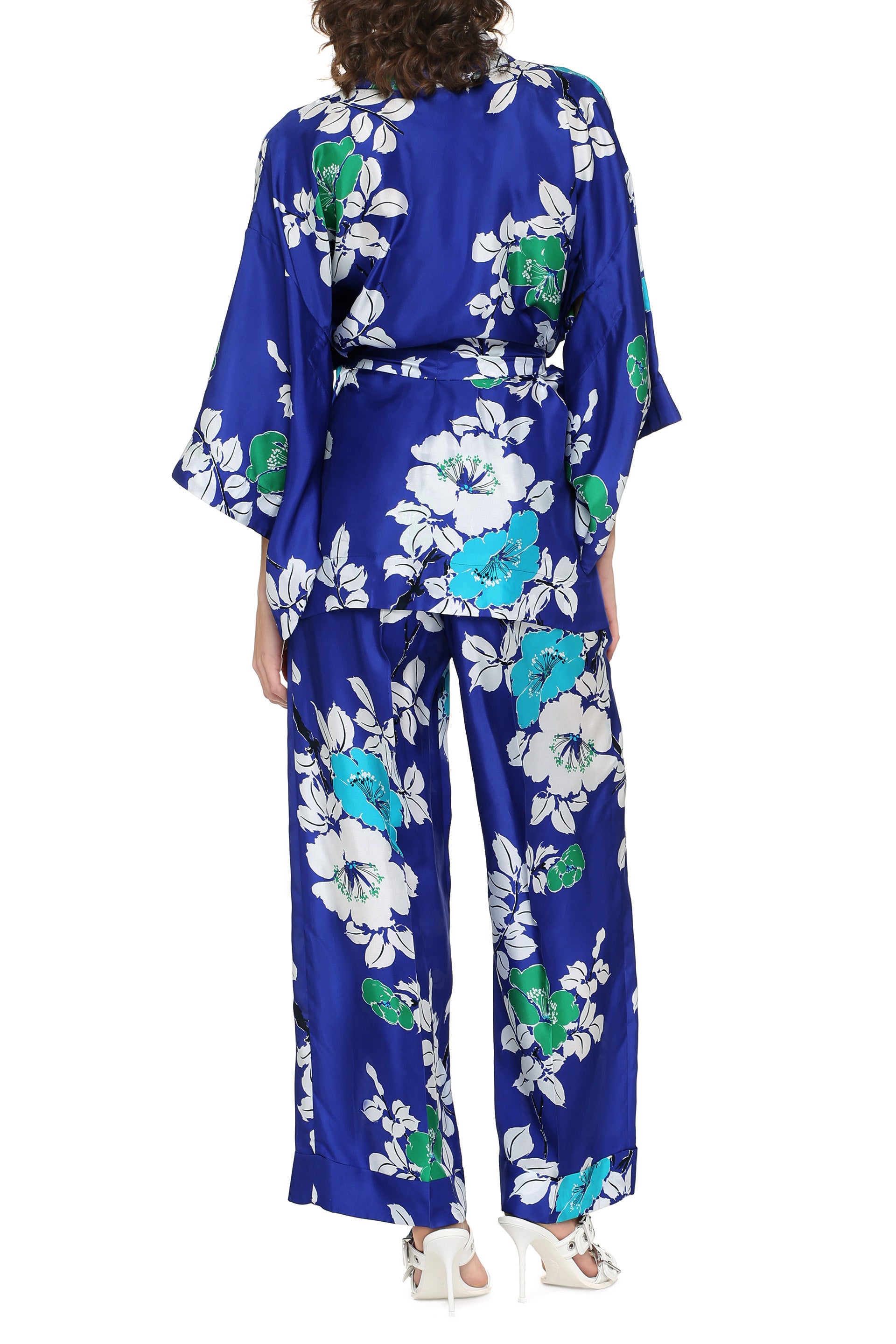 Printed silk kimono