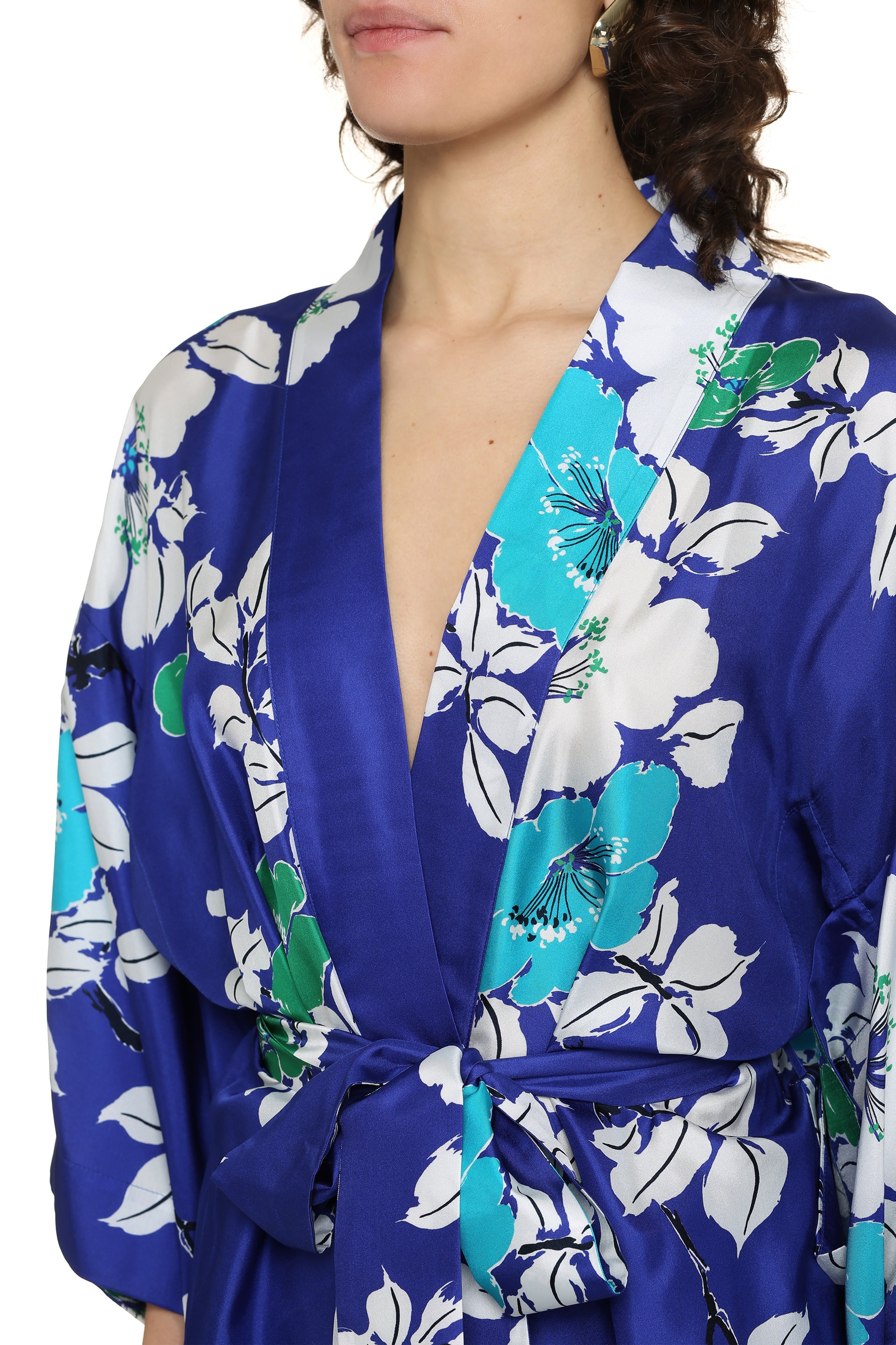 Printed silk kimono