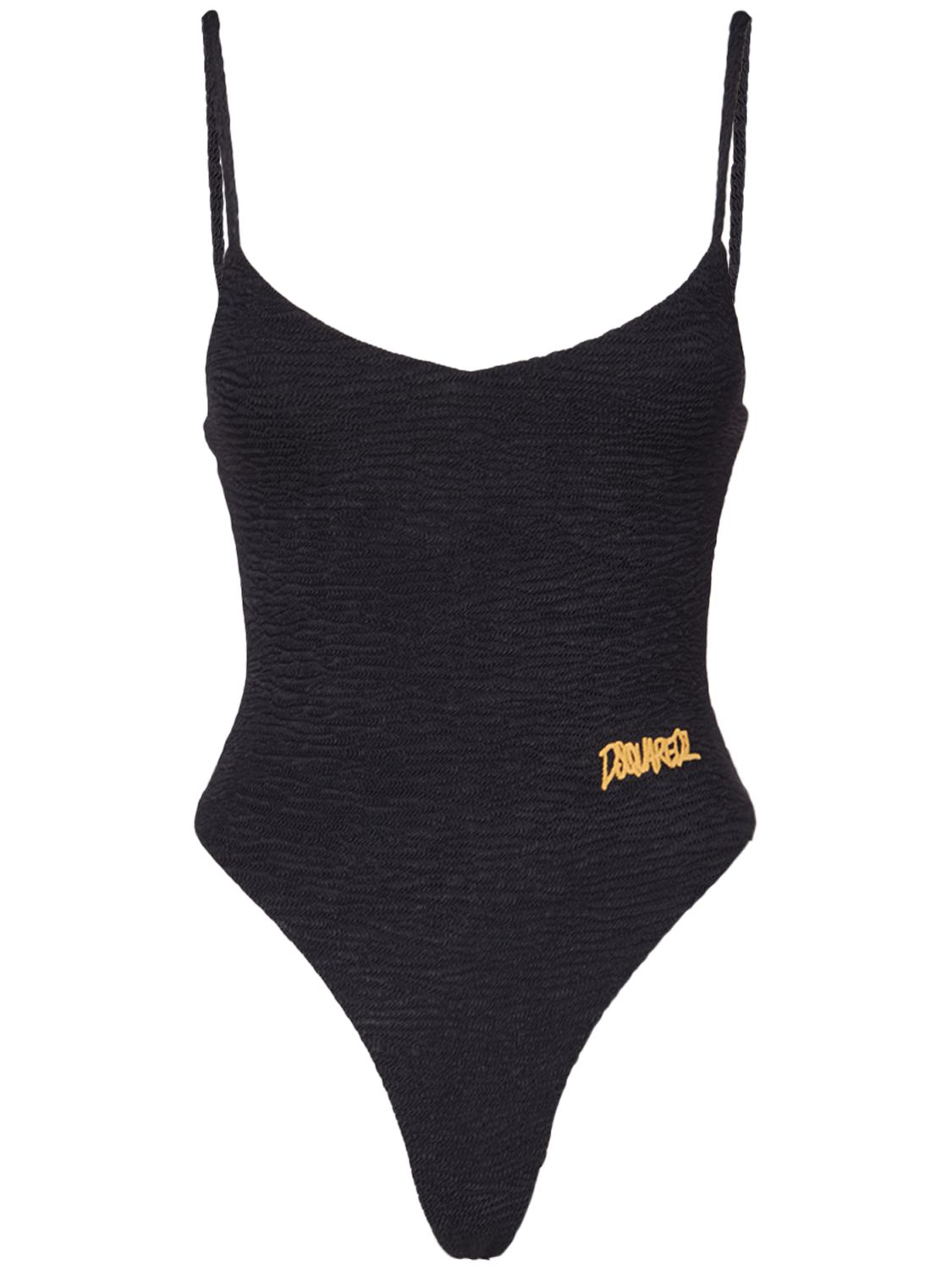 Elegant black one-piece swimsuit with thin straps