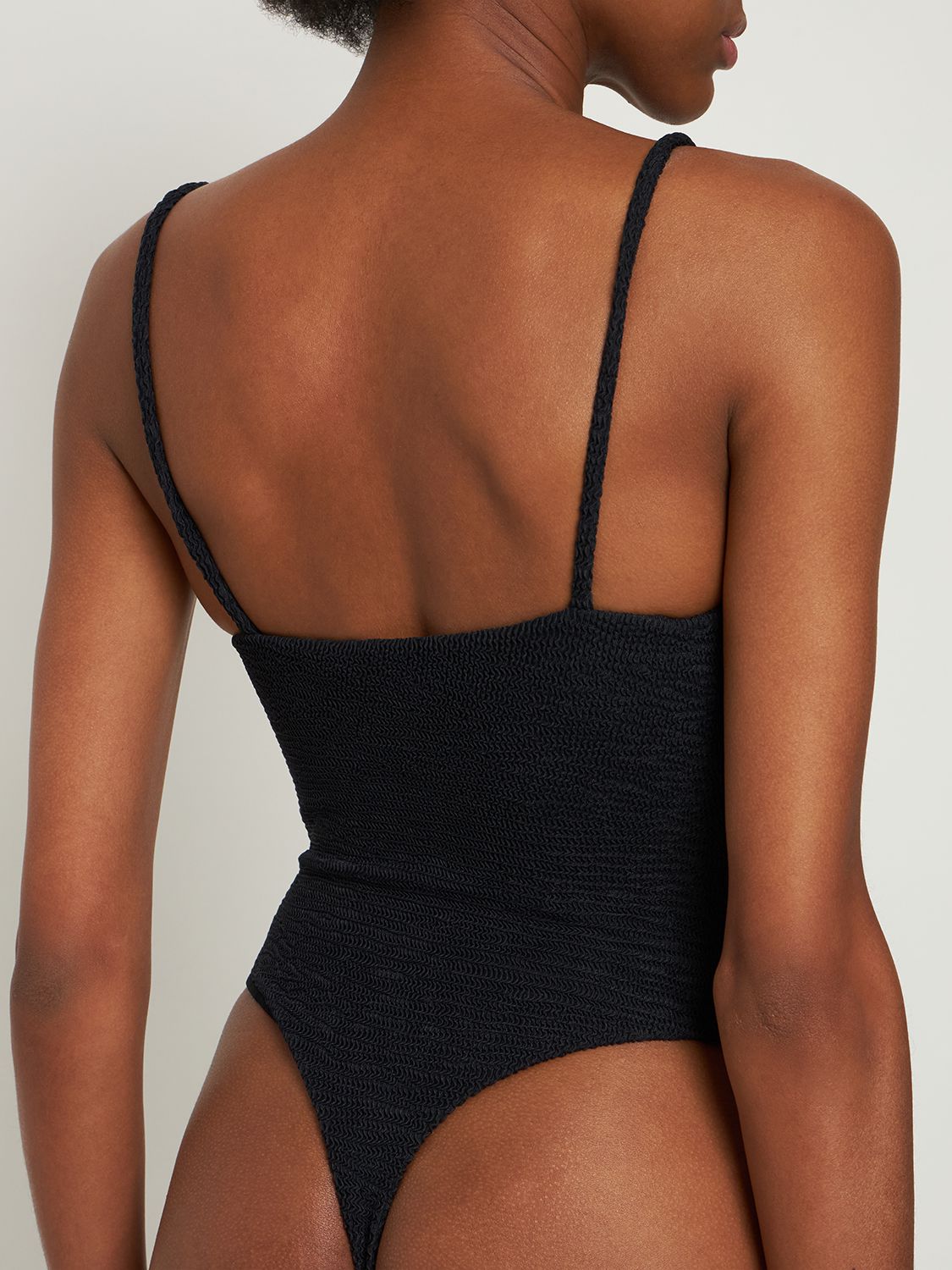 Elegant black one-piece swimsuit with thin straps