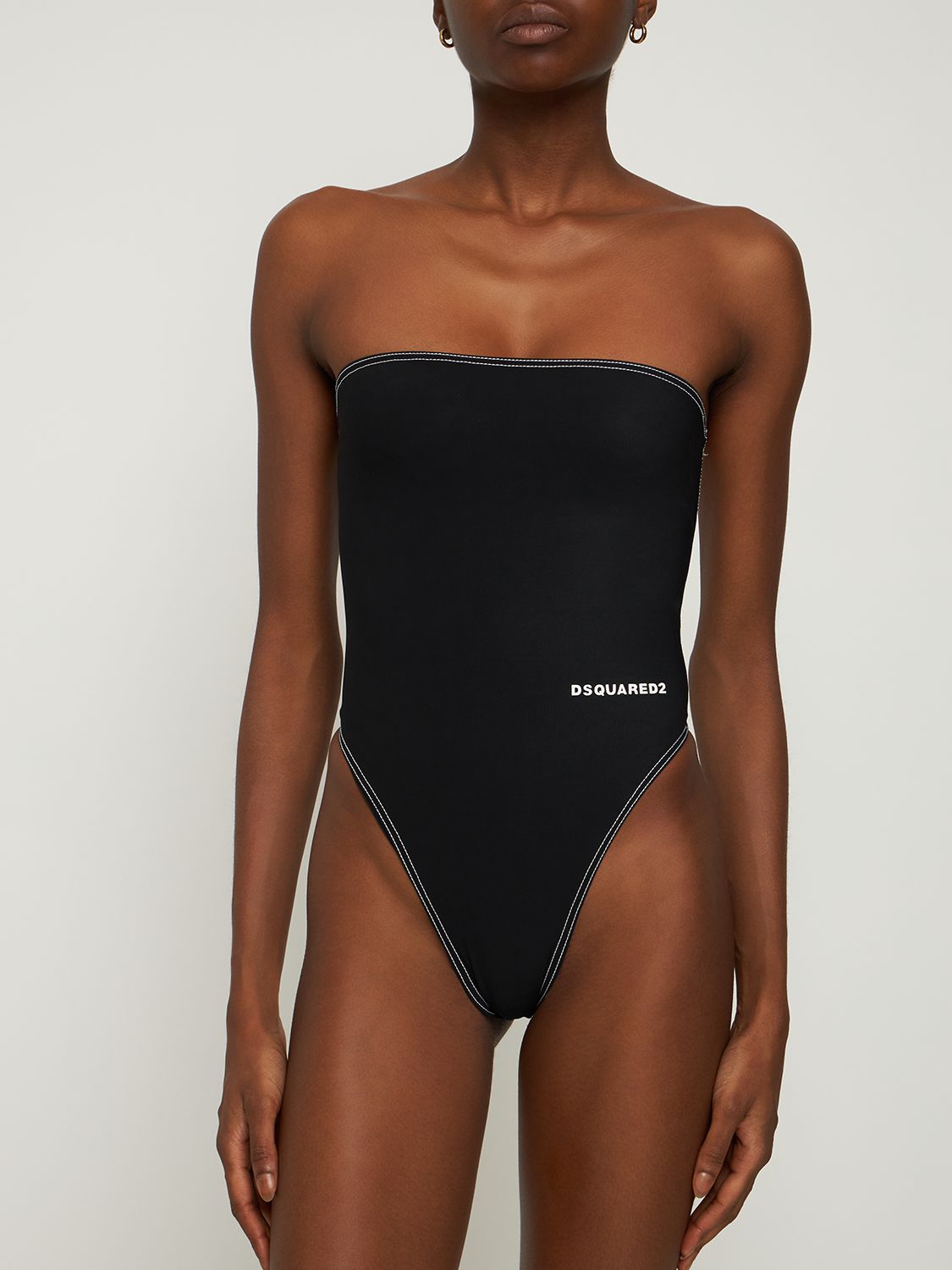 Black minimalist swimsuit for the beach