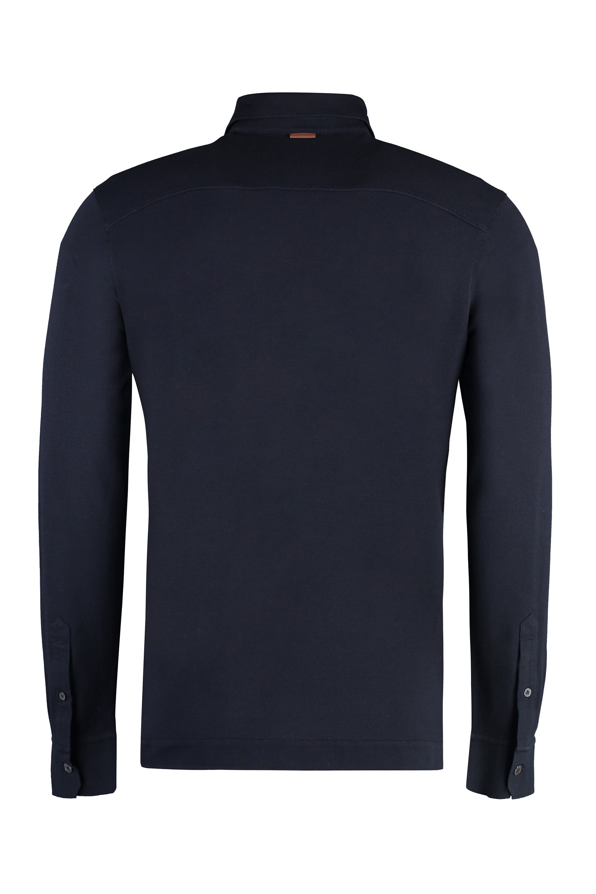 Long sleeve cotton-piqué polo shirt