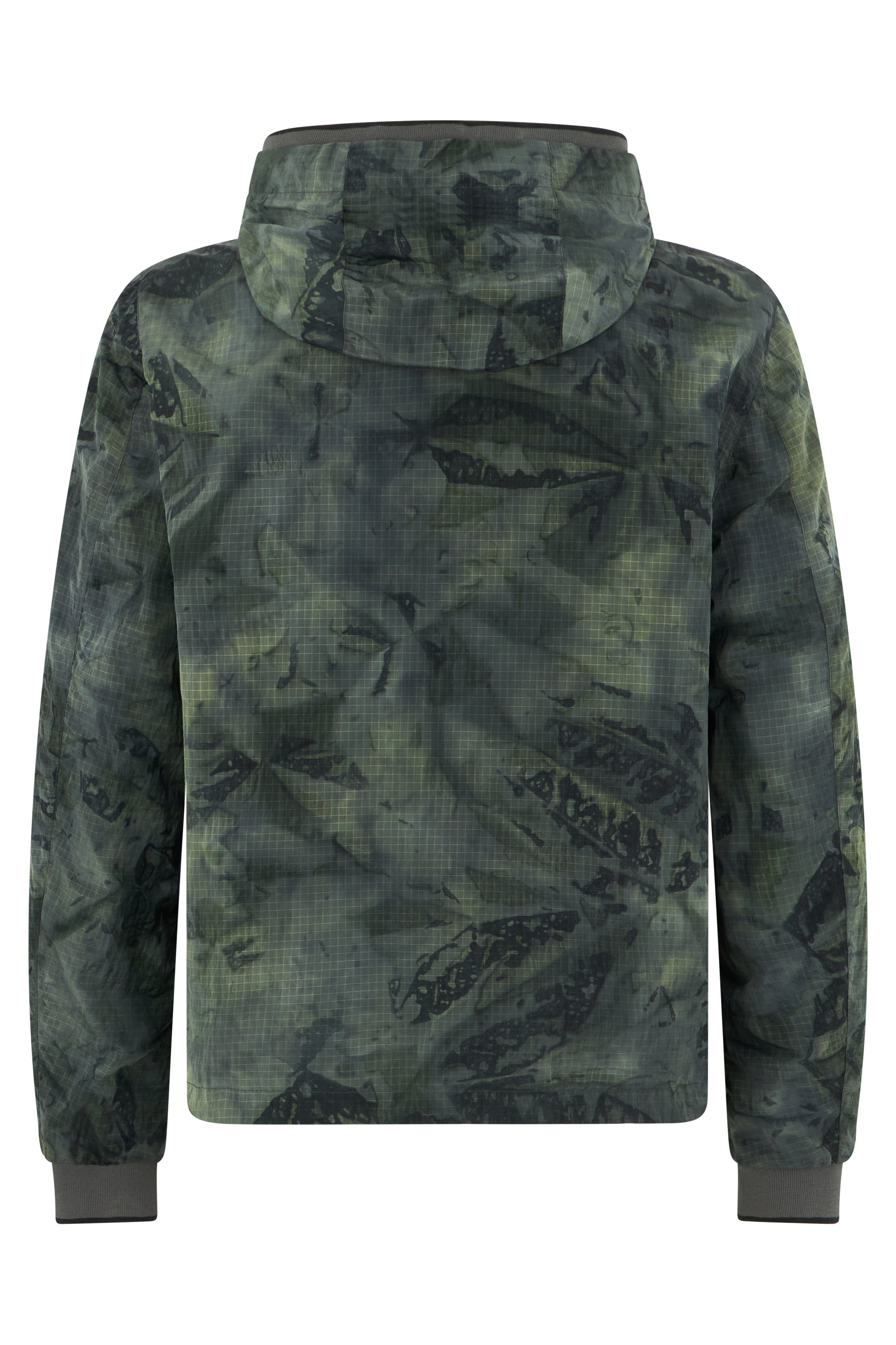 Windbreaker with green hood in nylon