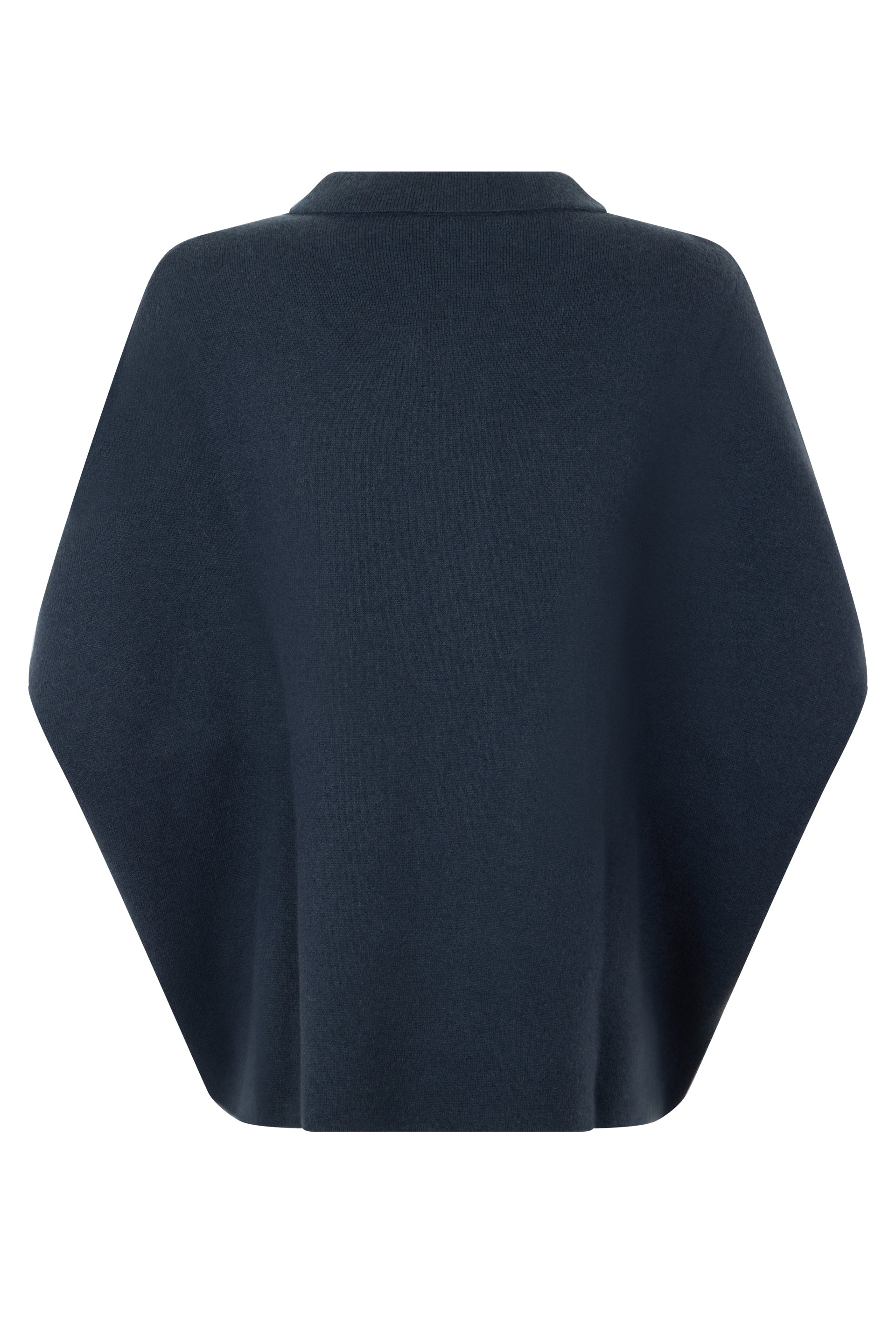 Modern short-sleeve cape in dark blue with zip