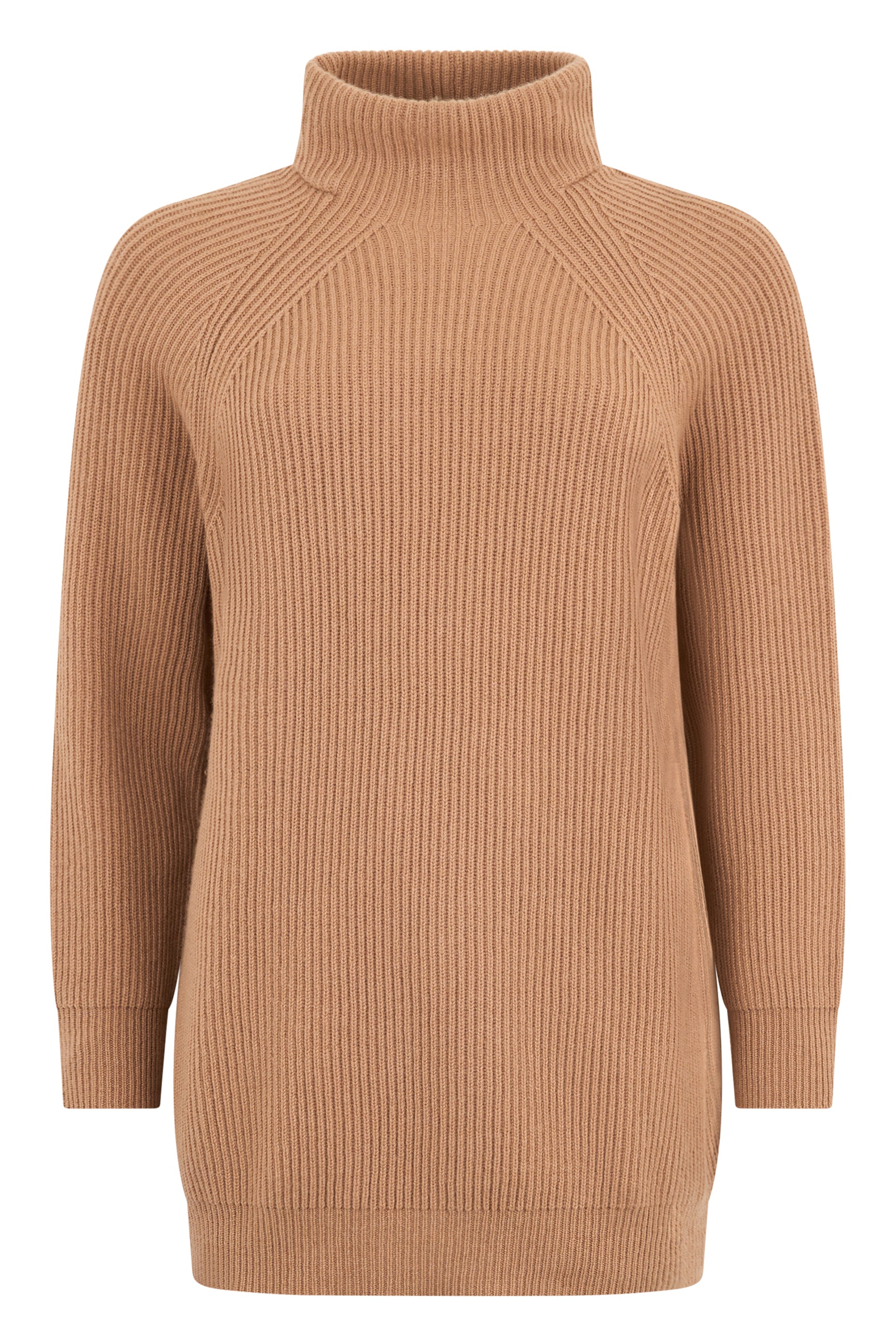 Leather colored sweater with high collar, minimalist and chic.