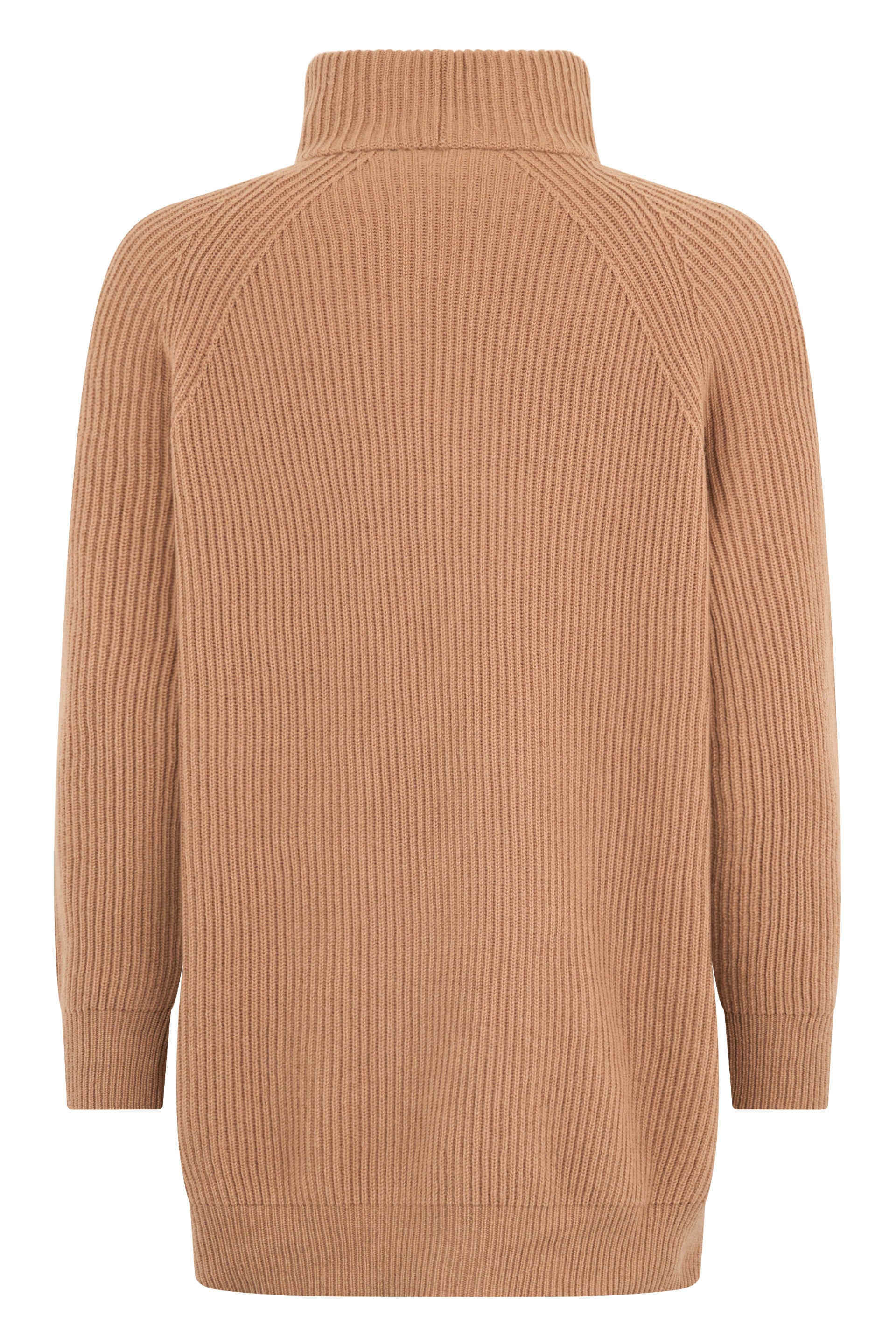 Leather colored sweater with high collar, minimalist and chic.