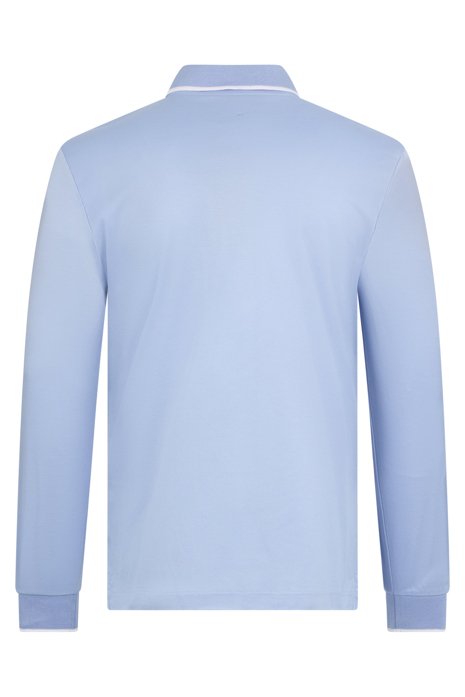 Light blue long-sleeve polo, soft and breathable.