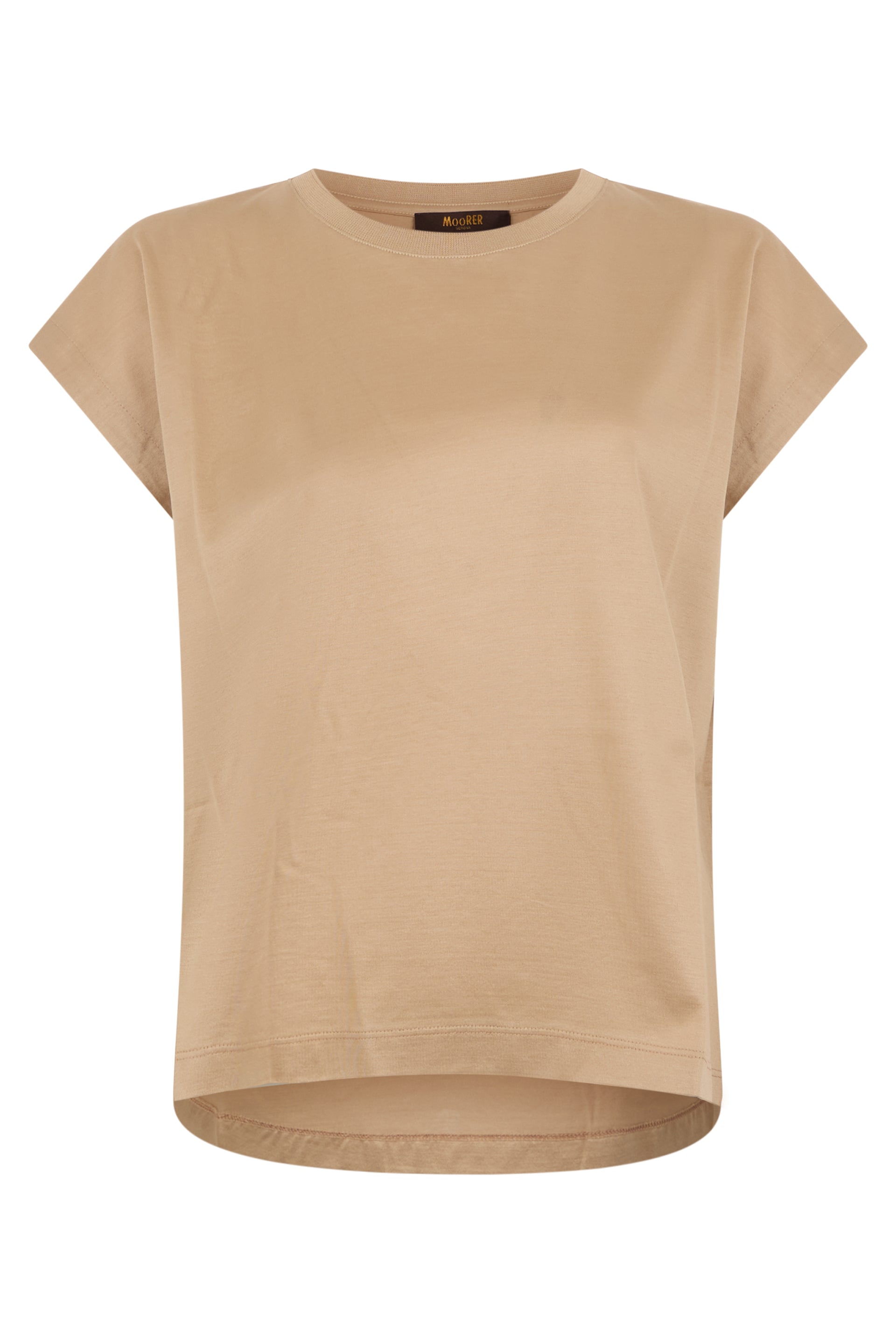Beige T-shirt with short sleeves and a casual and versatile design.