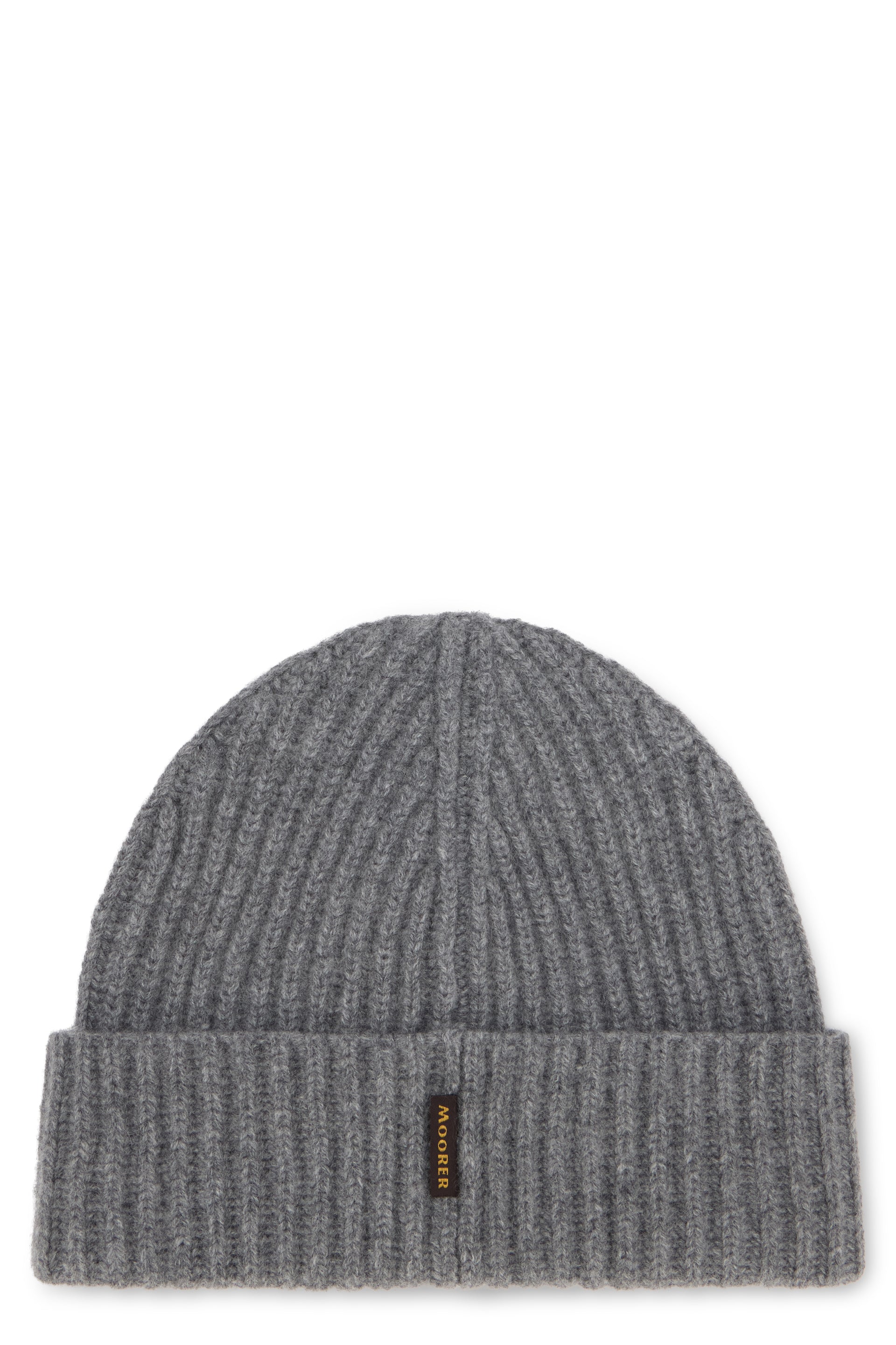 Gray ribbed beanie, soft and versatile.