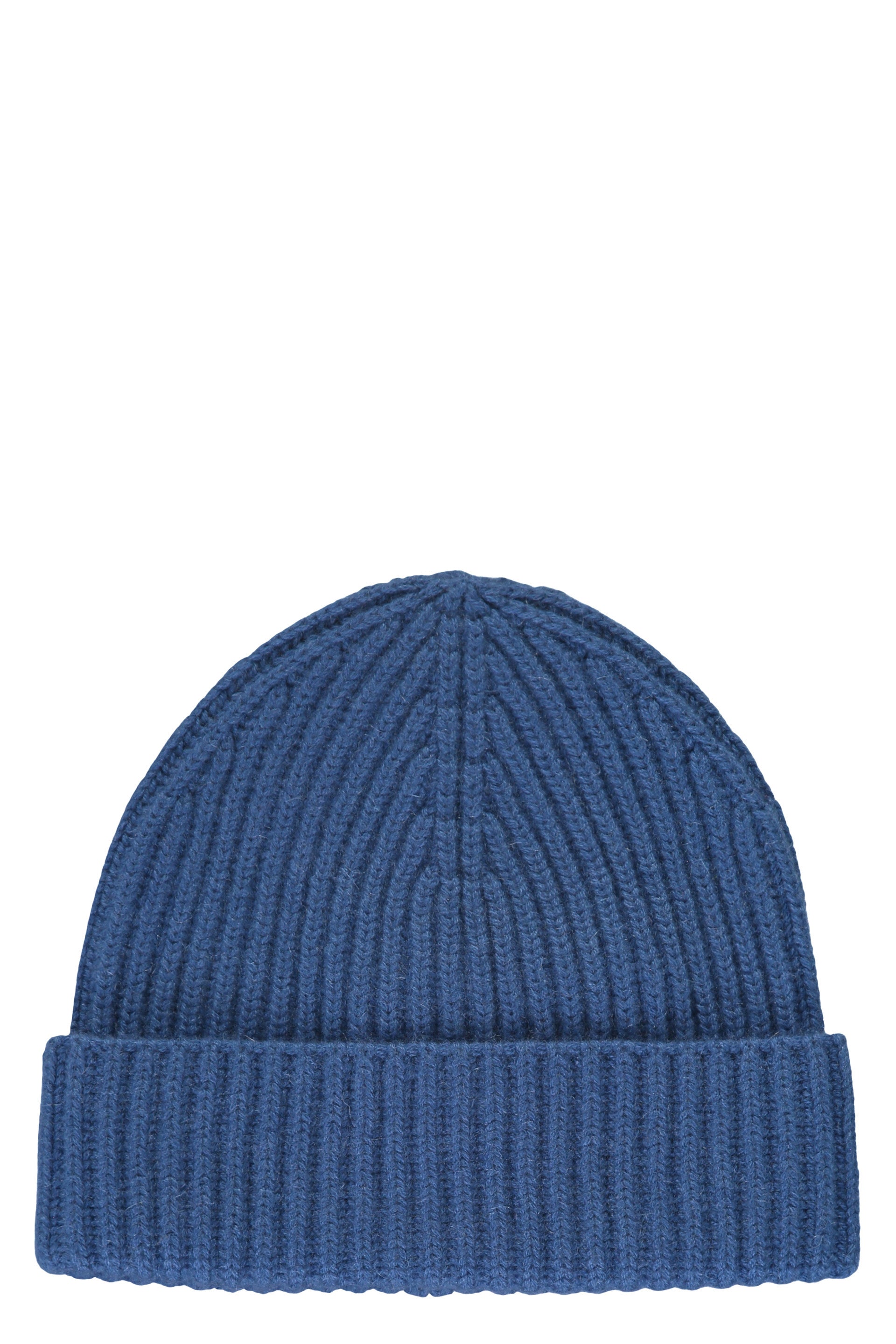 Blue ribbed knit hat