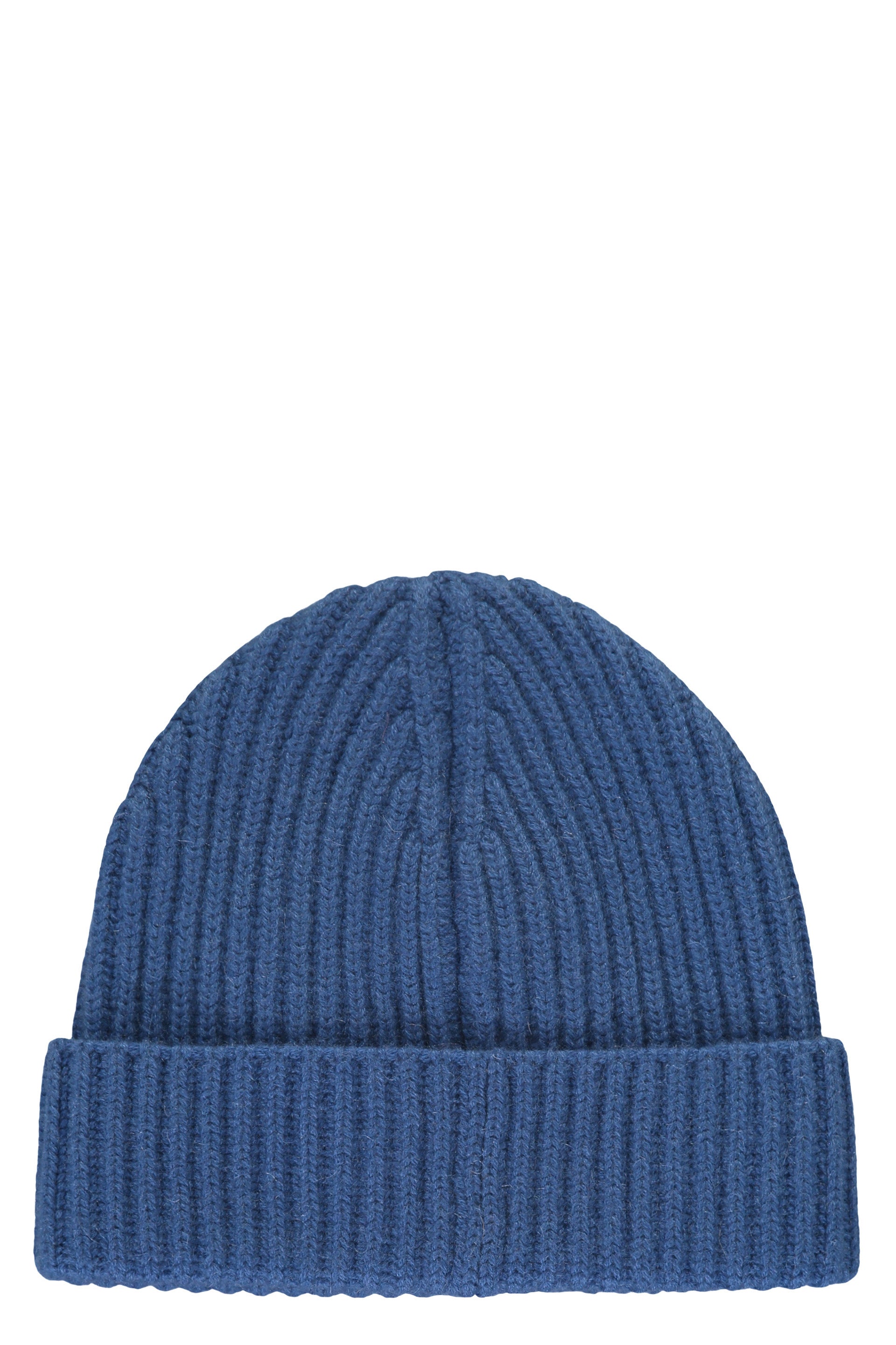 Blue ribbed knit hat