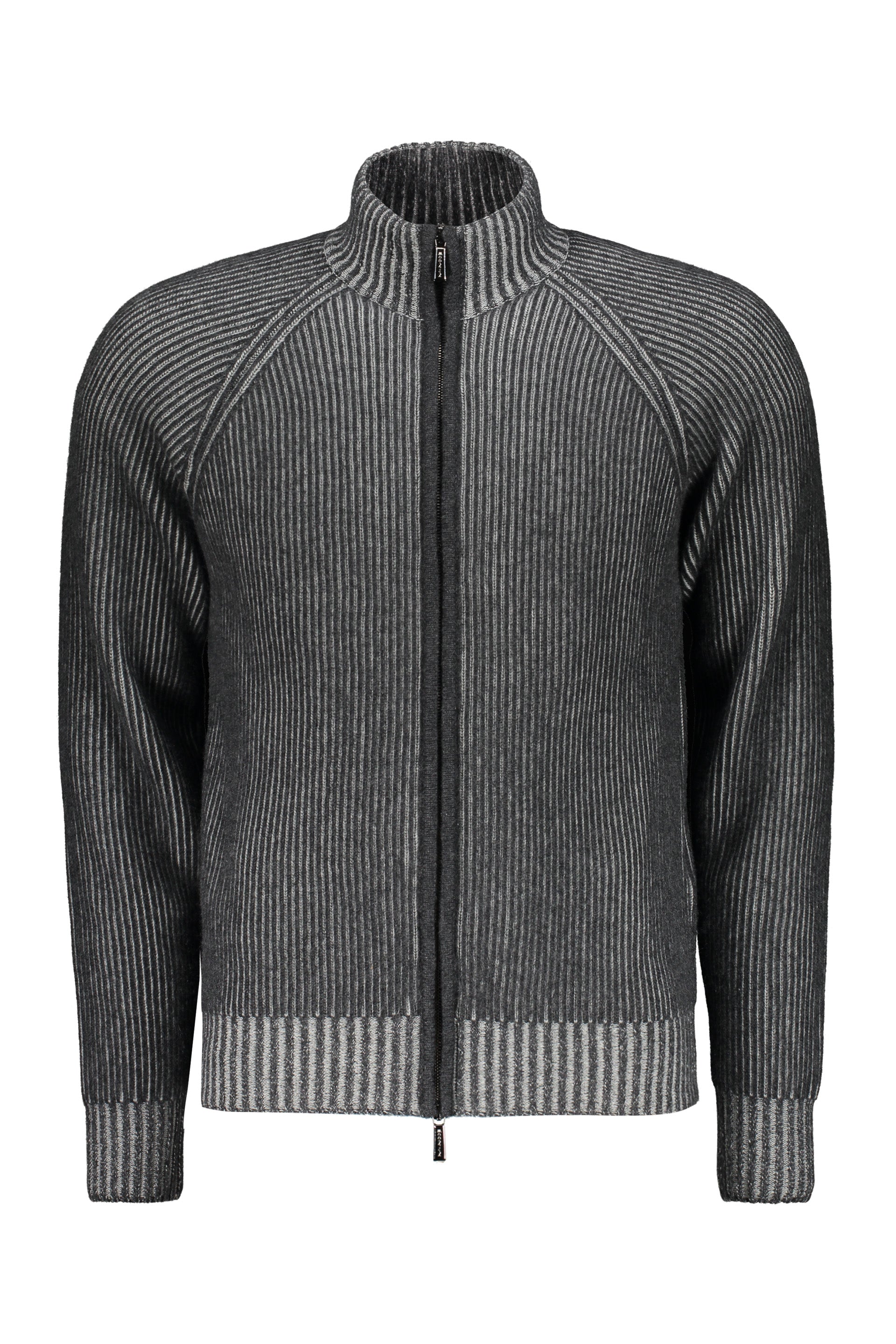 Dark gray cardigan with elegant zip