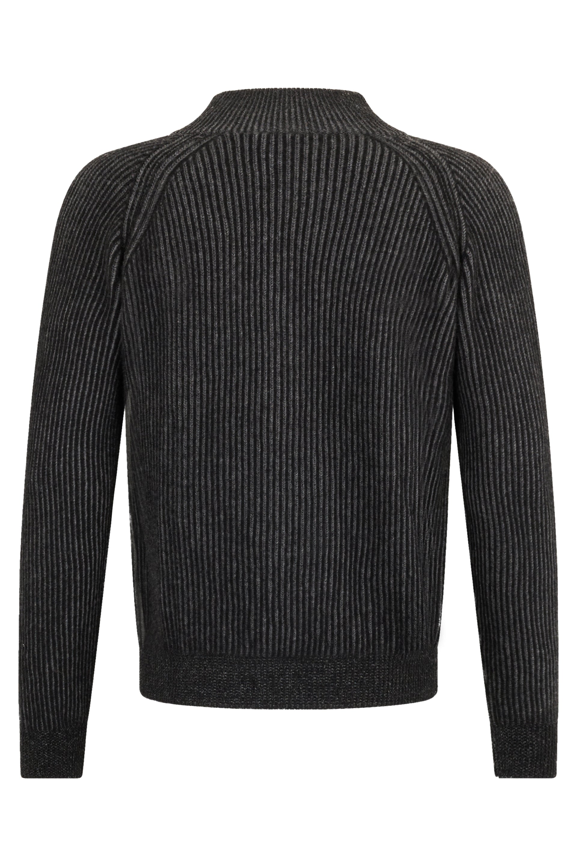 Dark grey sweater with zipper, minimal and versatile.