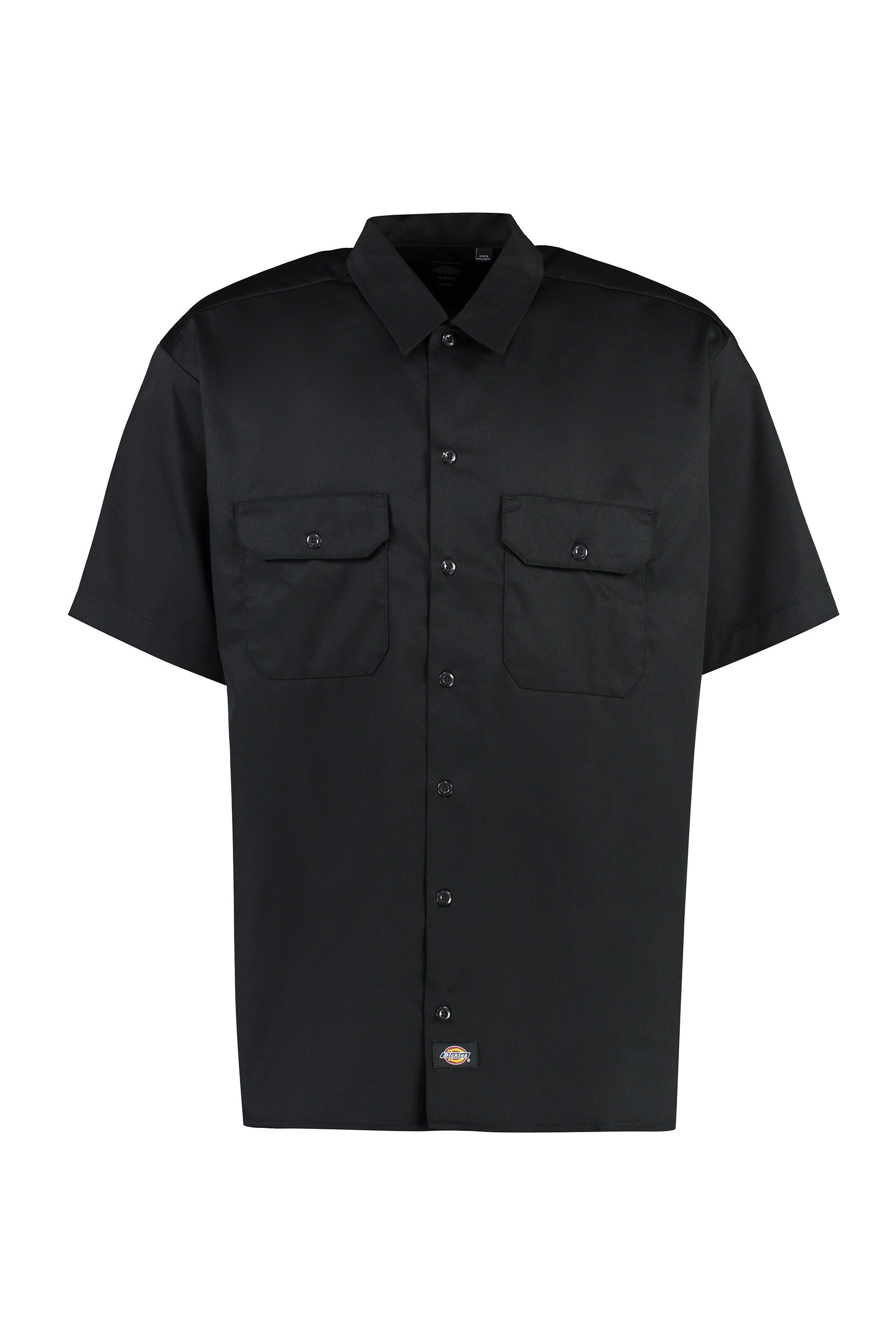 Short sleeve cotton blend shirt