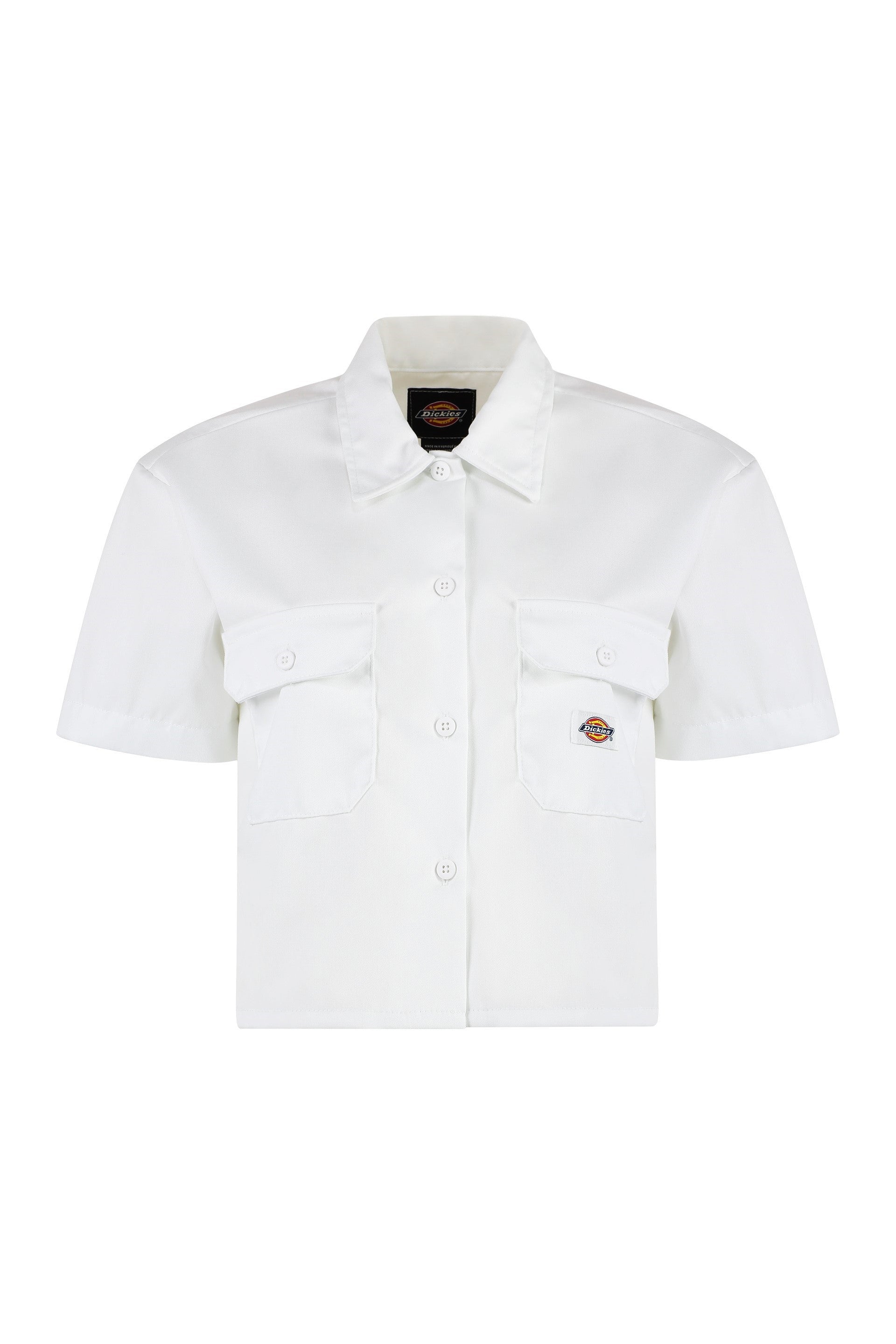 Short sleeve cotton blend shirt