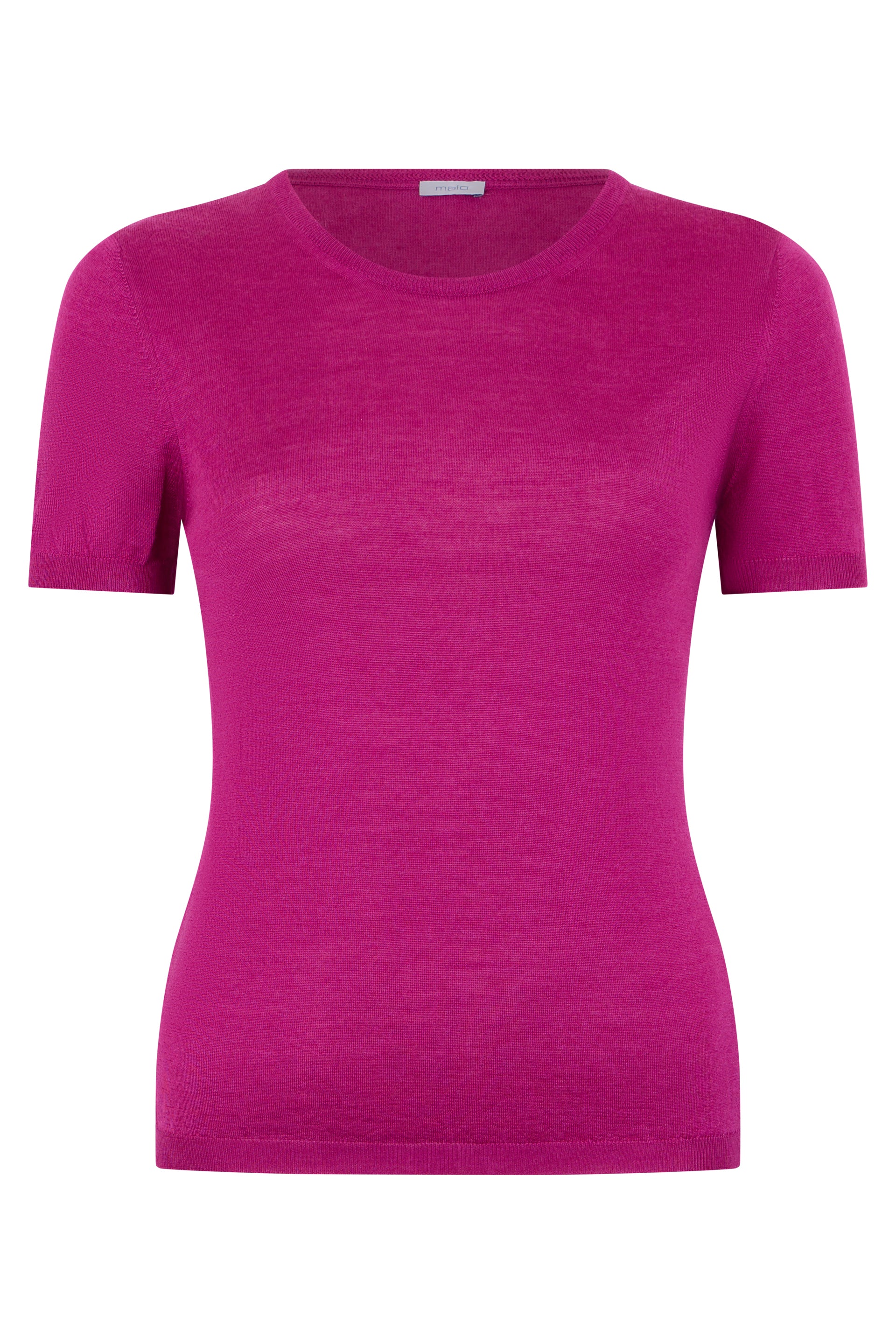 Fuchsia sweater with short sleeves, elegant and versatile.