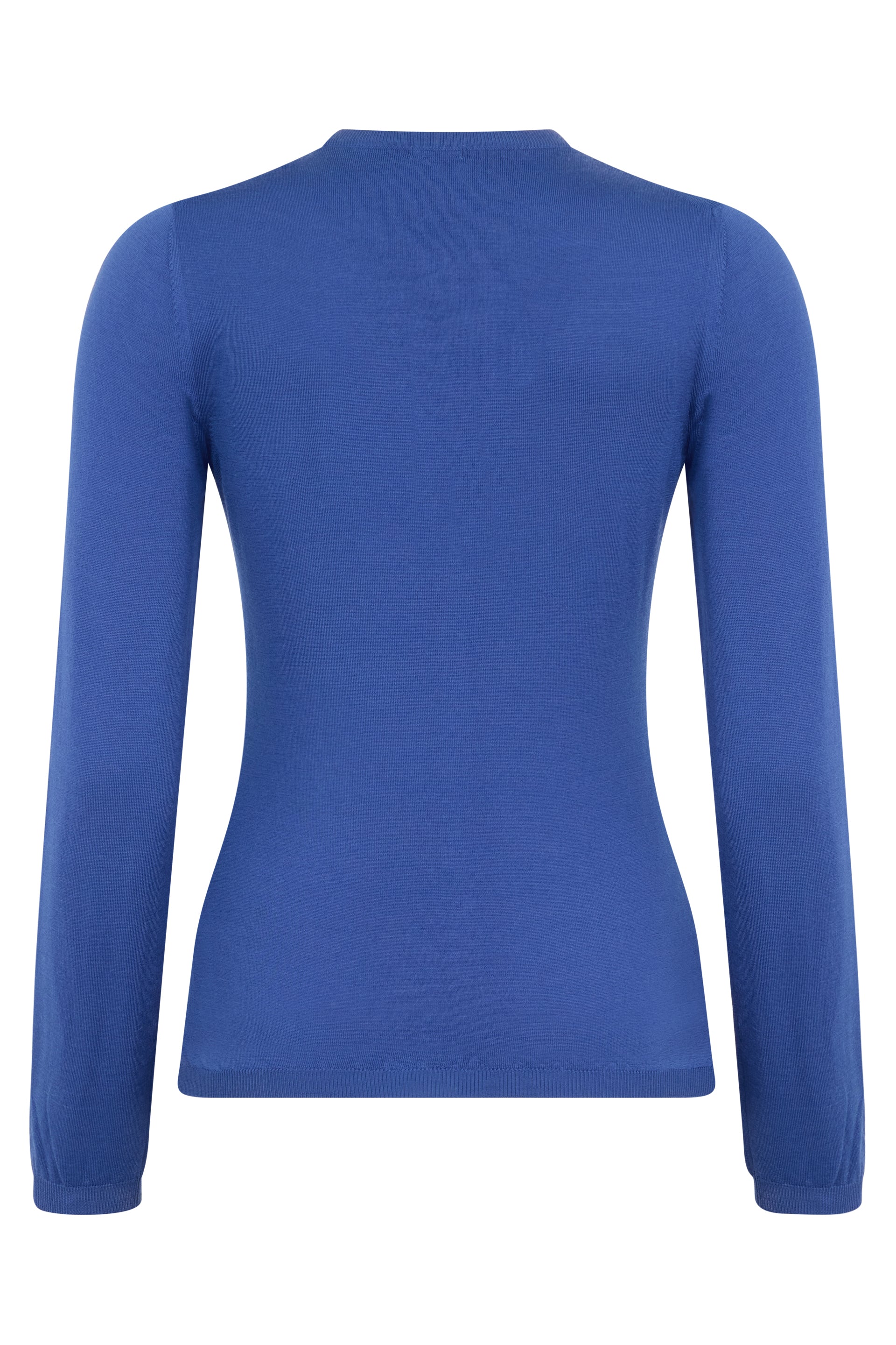 Blue cardigan with long sleeves, elegant and versatile.