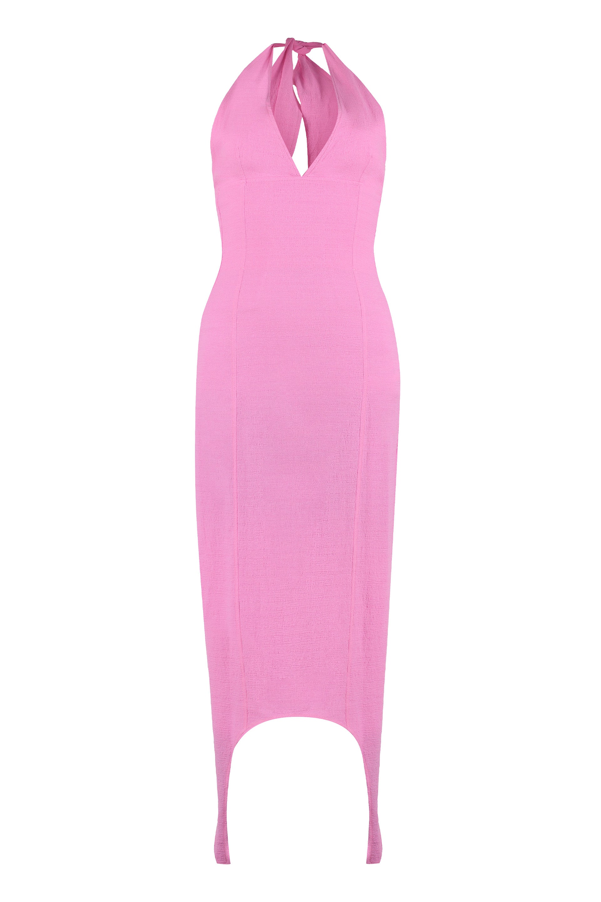 Neck-strap crepe dress