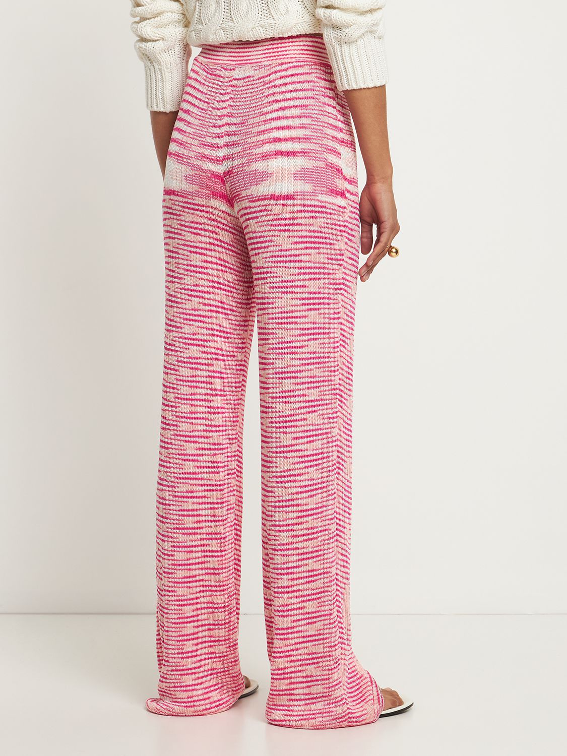 Palazzo trousers in knit with high waist