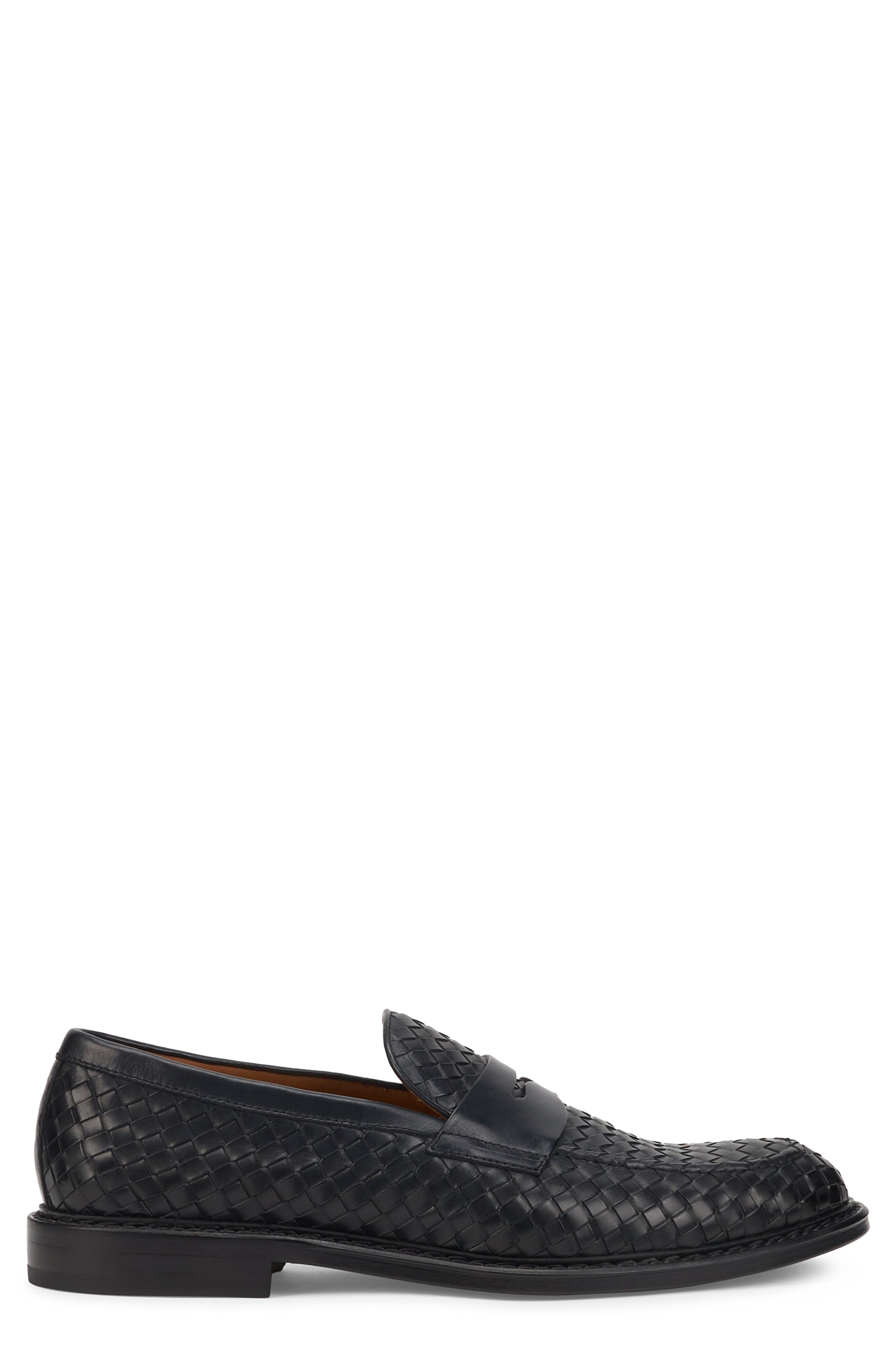 Woven leather moccasin