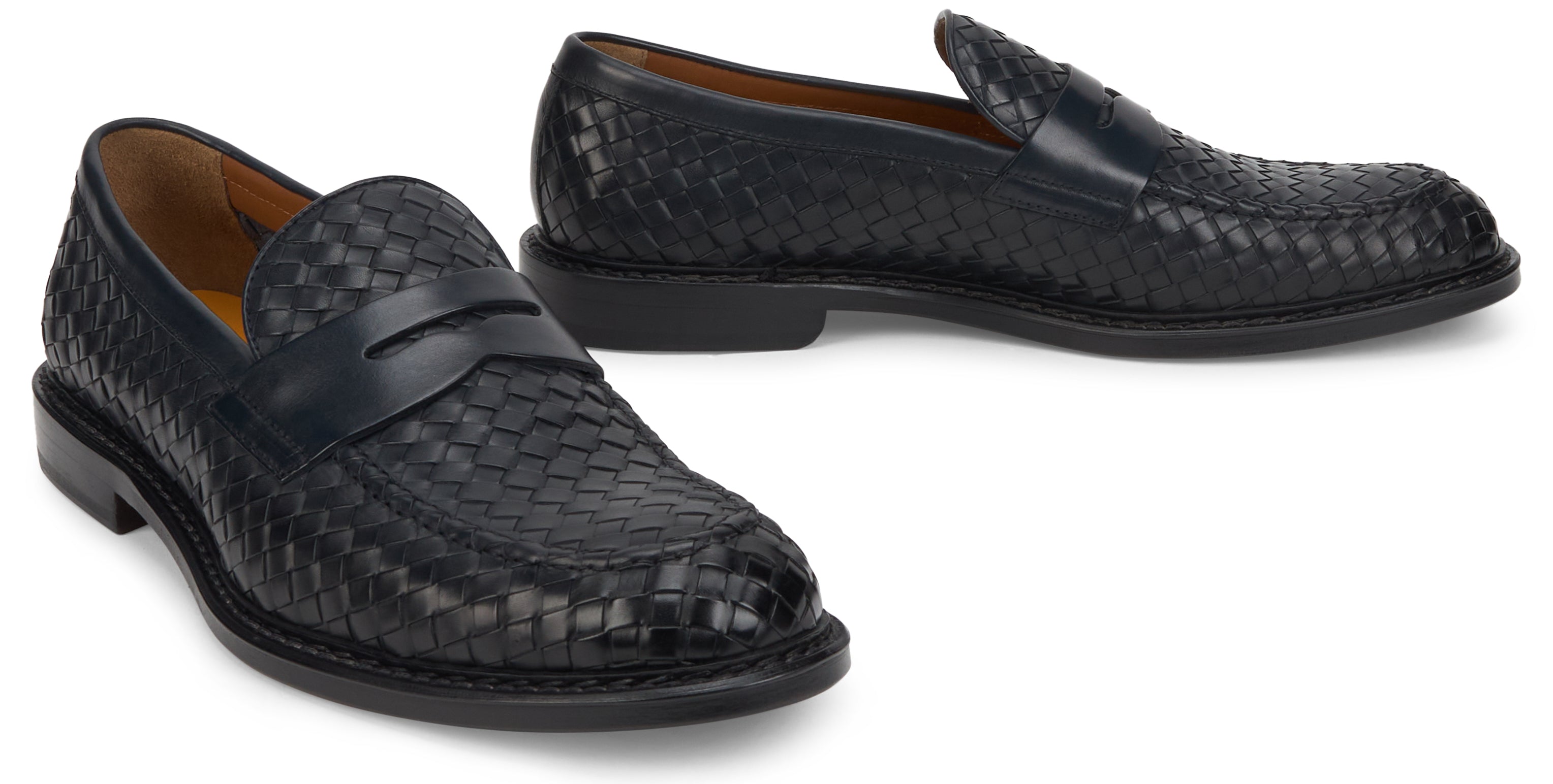 Woven leather moccasin
