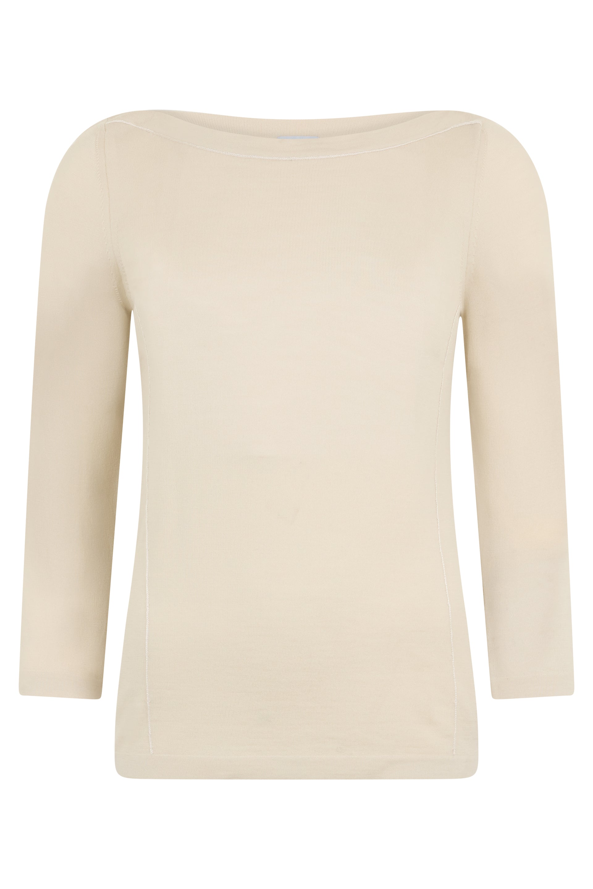 Elegant sand-colored long-sleeve sweater.