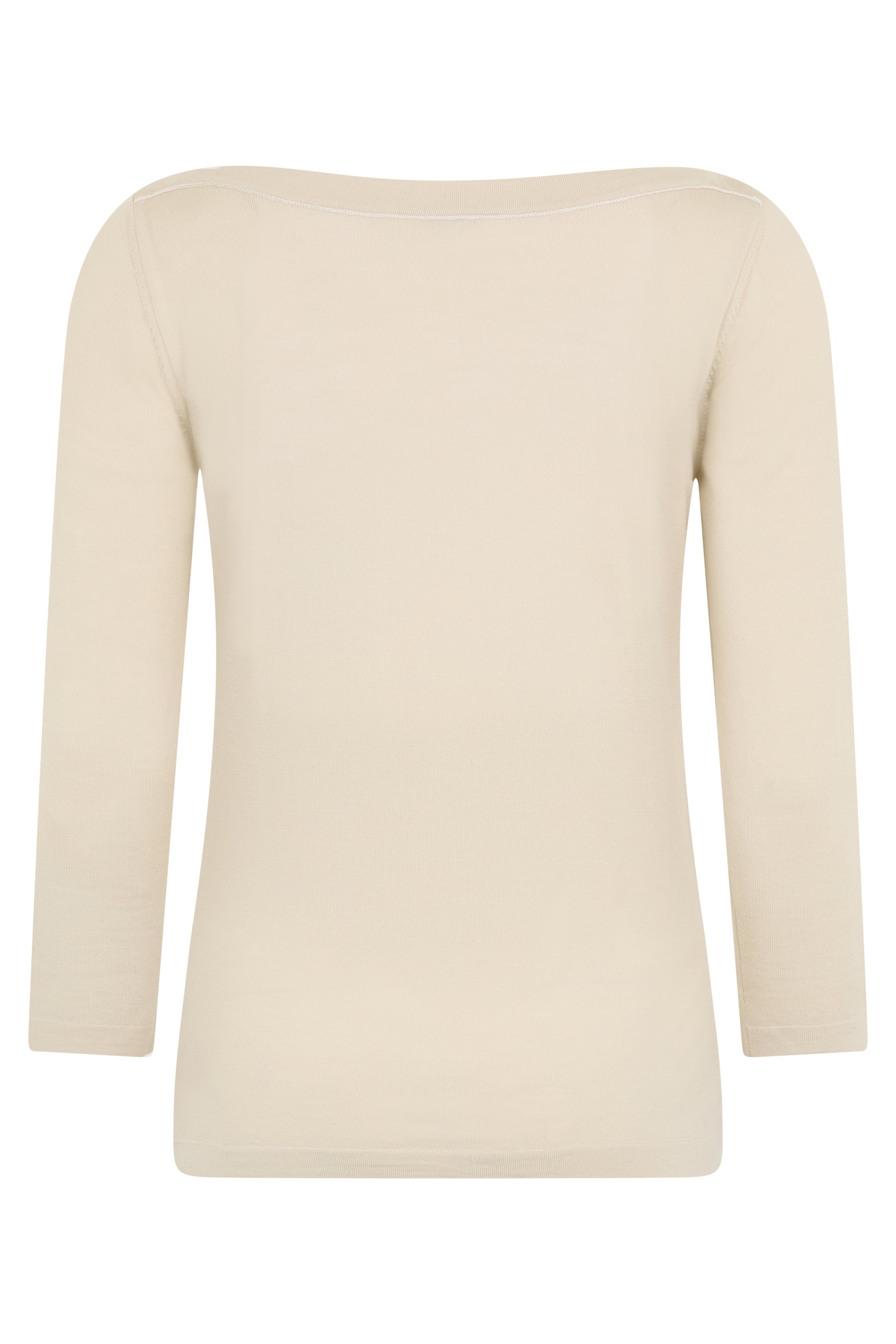 Elegant sand-colored long-sleeve sweater.