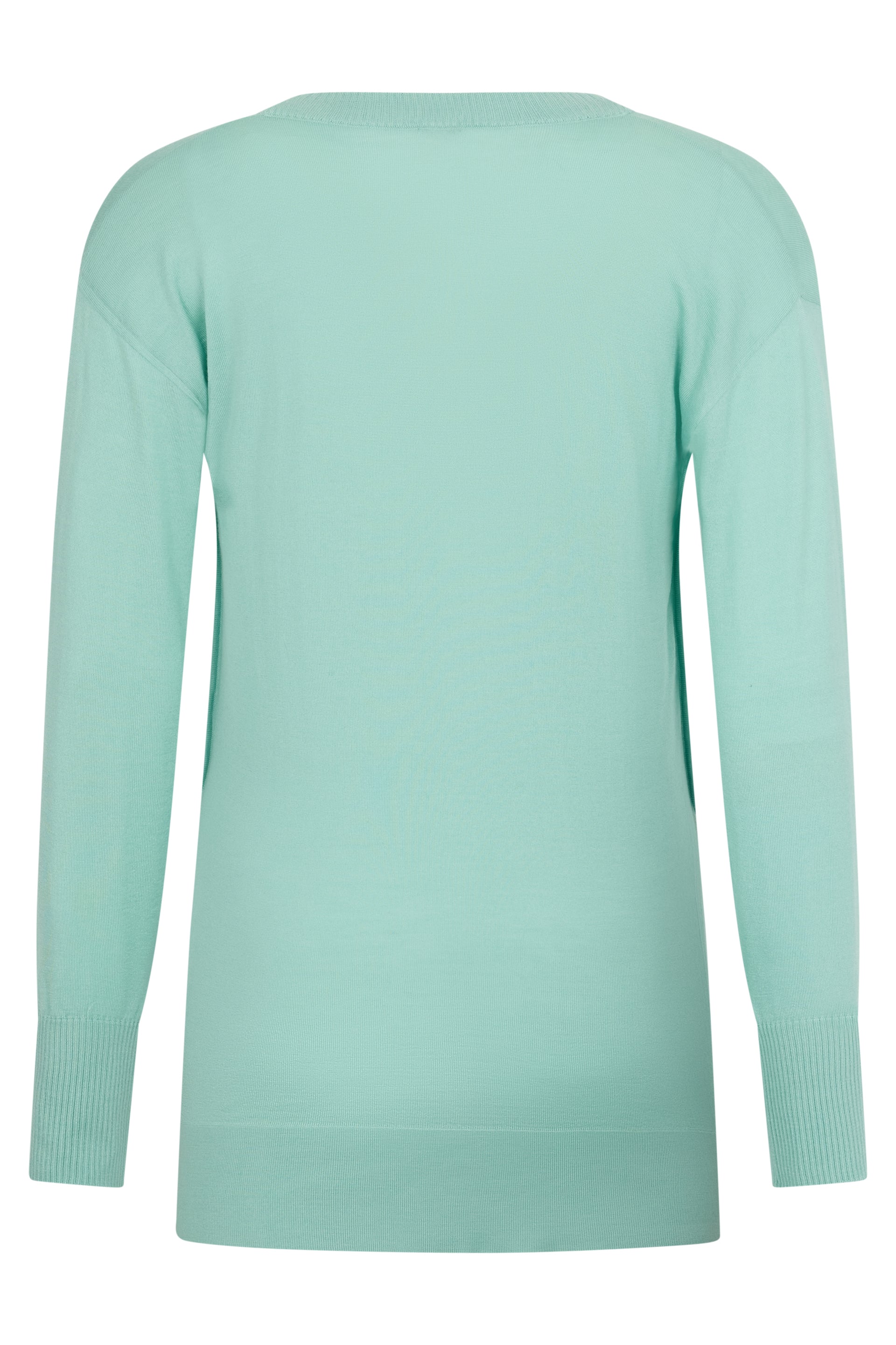 Light blue sweater with V-neck and short sleeves, ideal for a comfortable and stylish look.