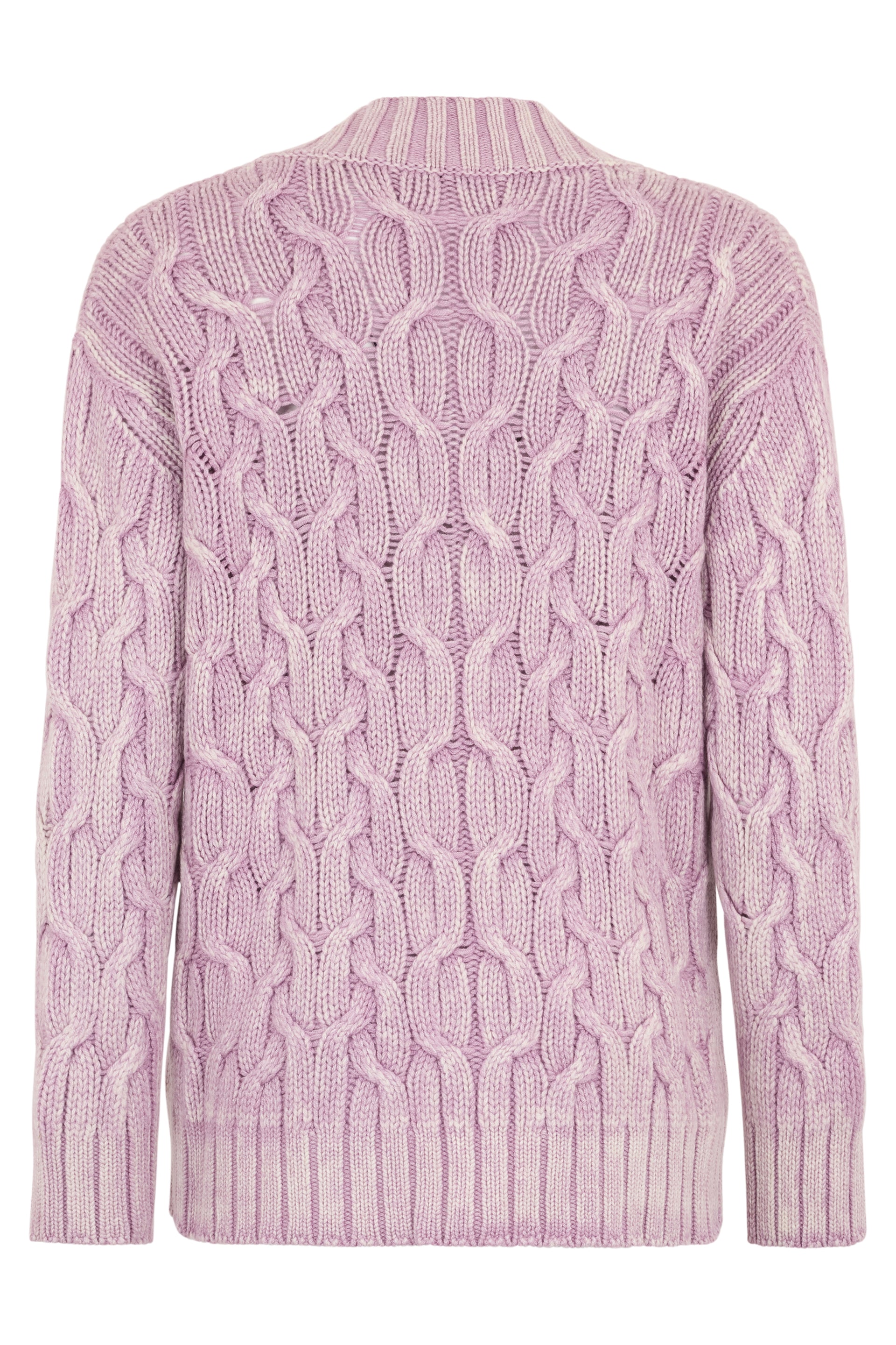 Wide light purple sweater with a V-neck and sleeves perfect for a stylish look.