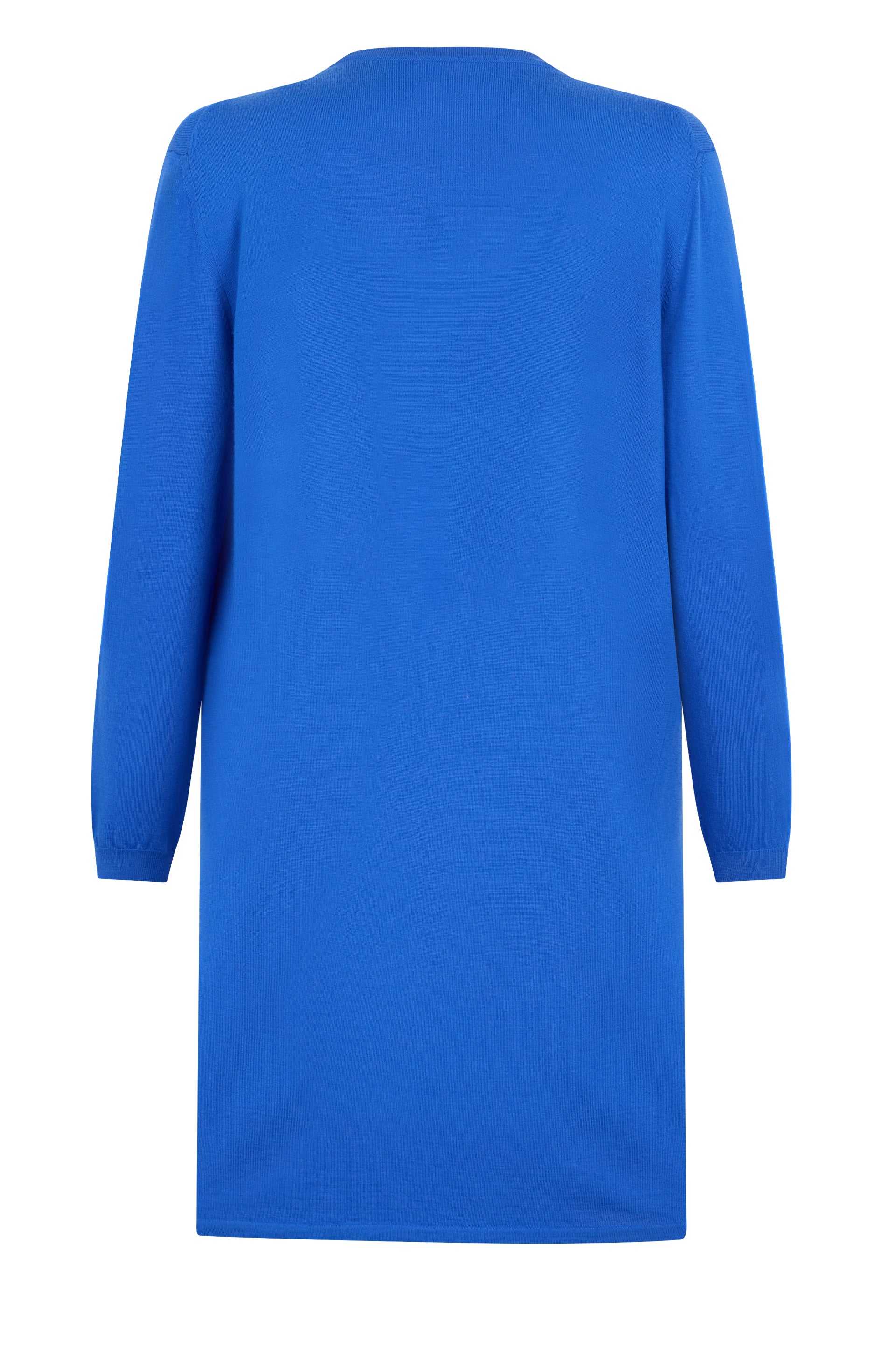 Blue long cardigan with modern cut that offers comfort and style.
