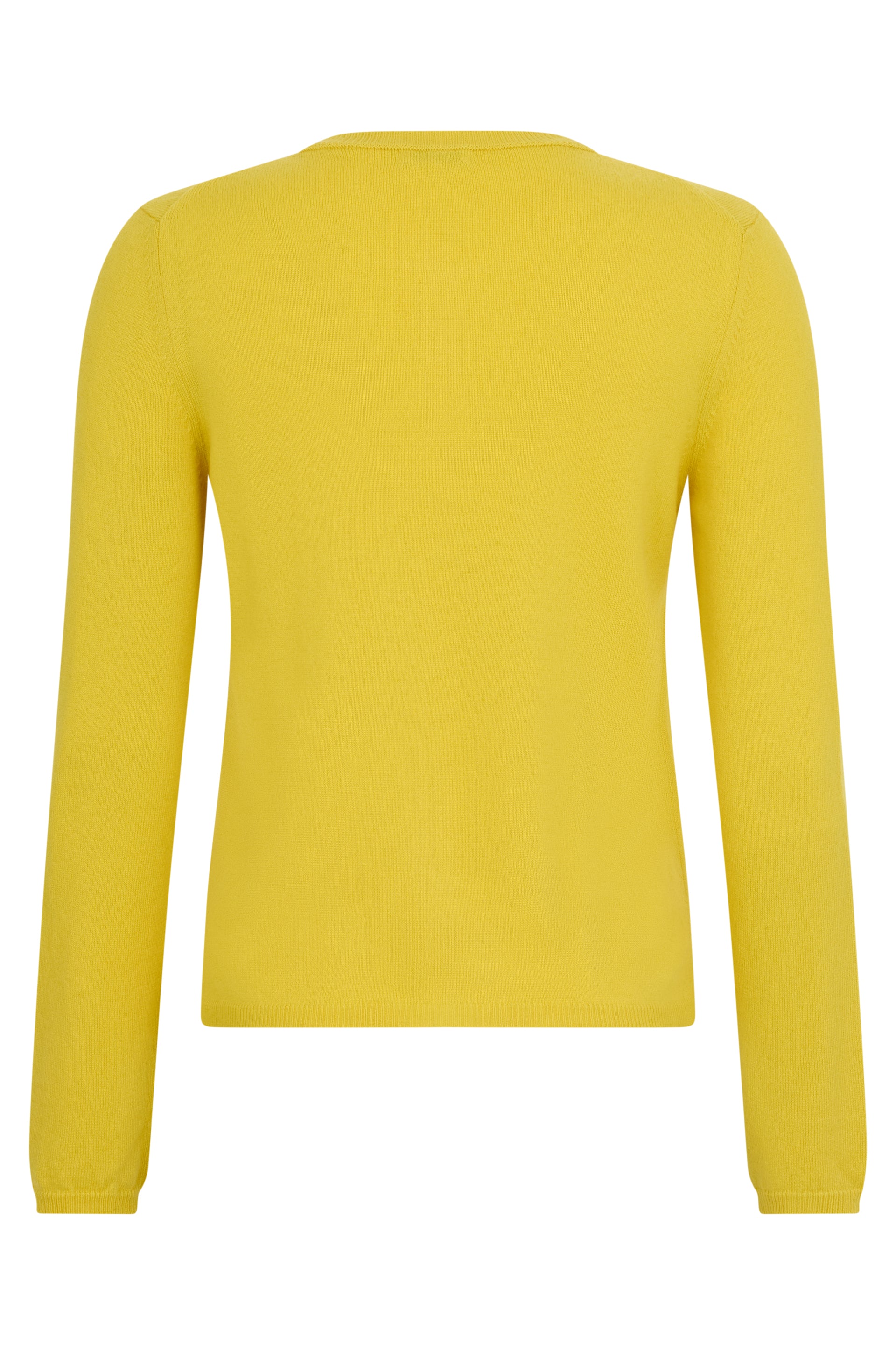 Yellow soft cardigan with long sleeves.