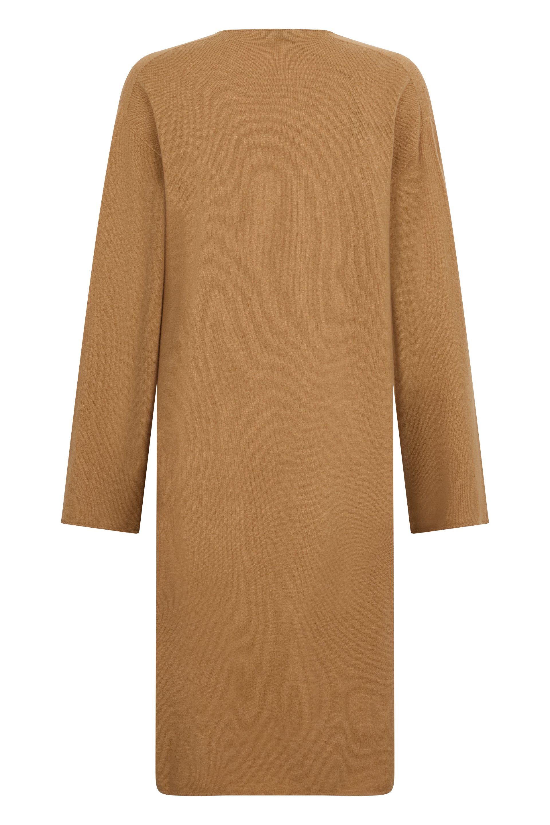 Long cardigan in light brown with melange pattern, perfect for a comfy yet refined fit.