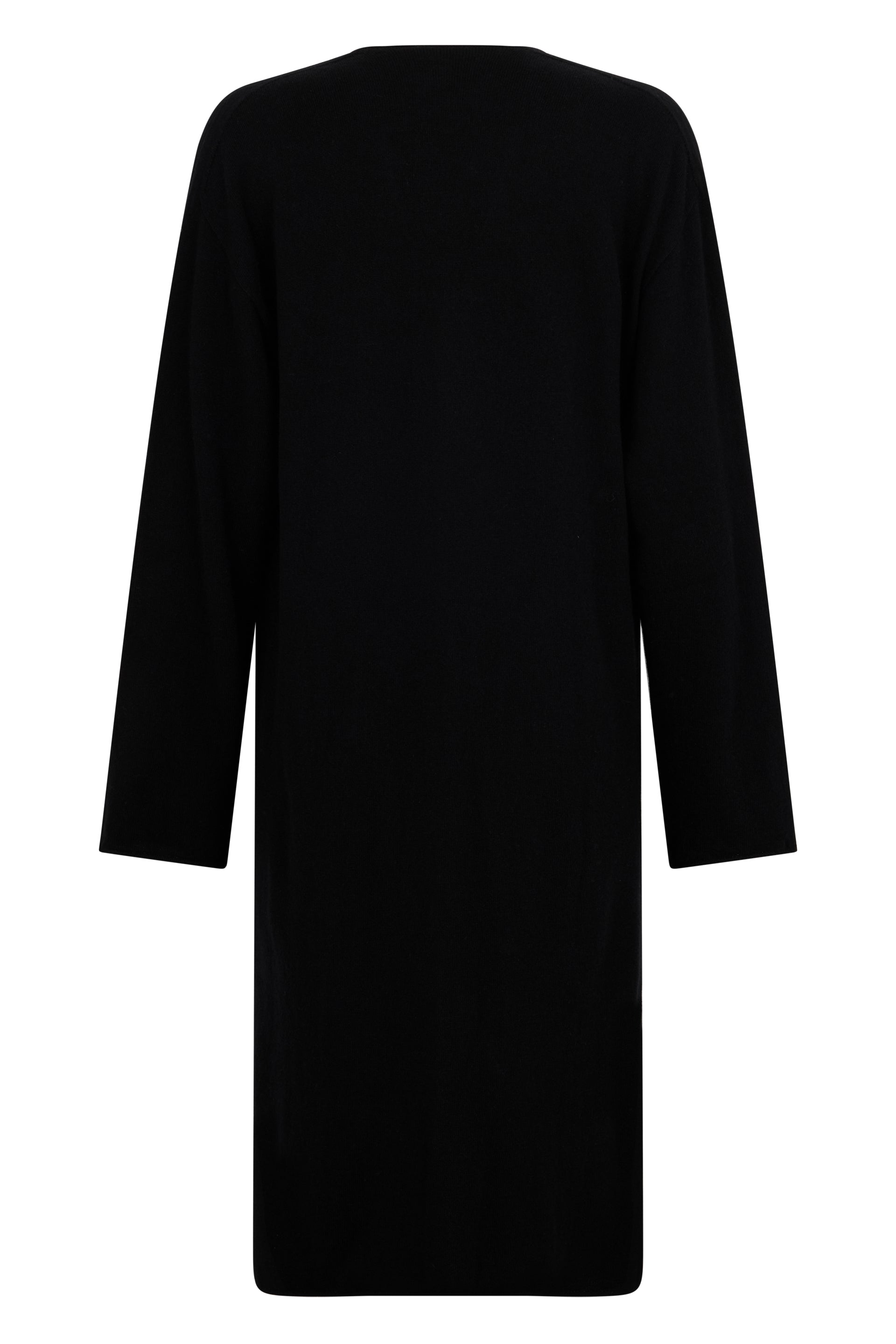 Long black cardigan with elegant and versatile design.