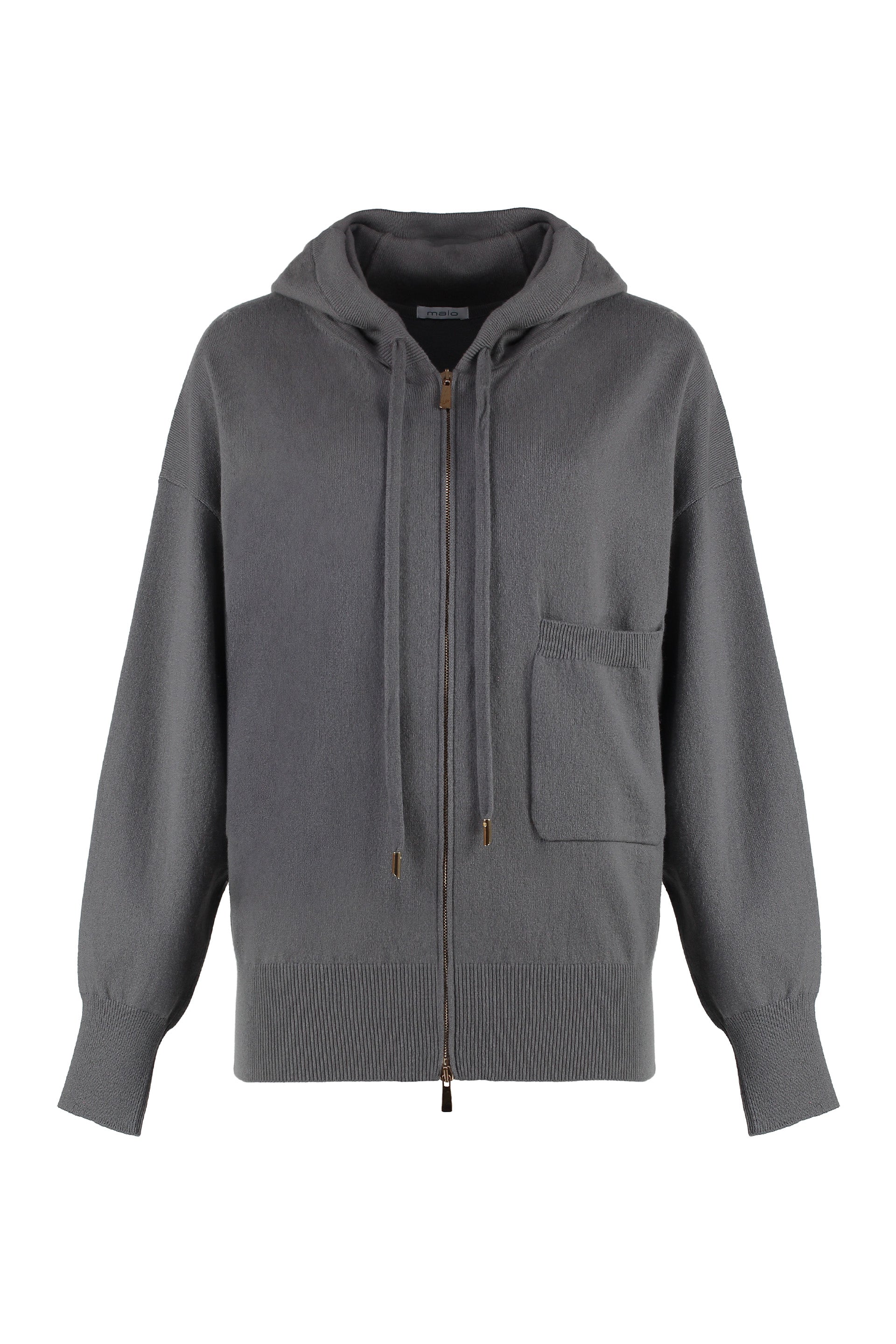 Knitted full zip hoodie