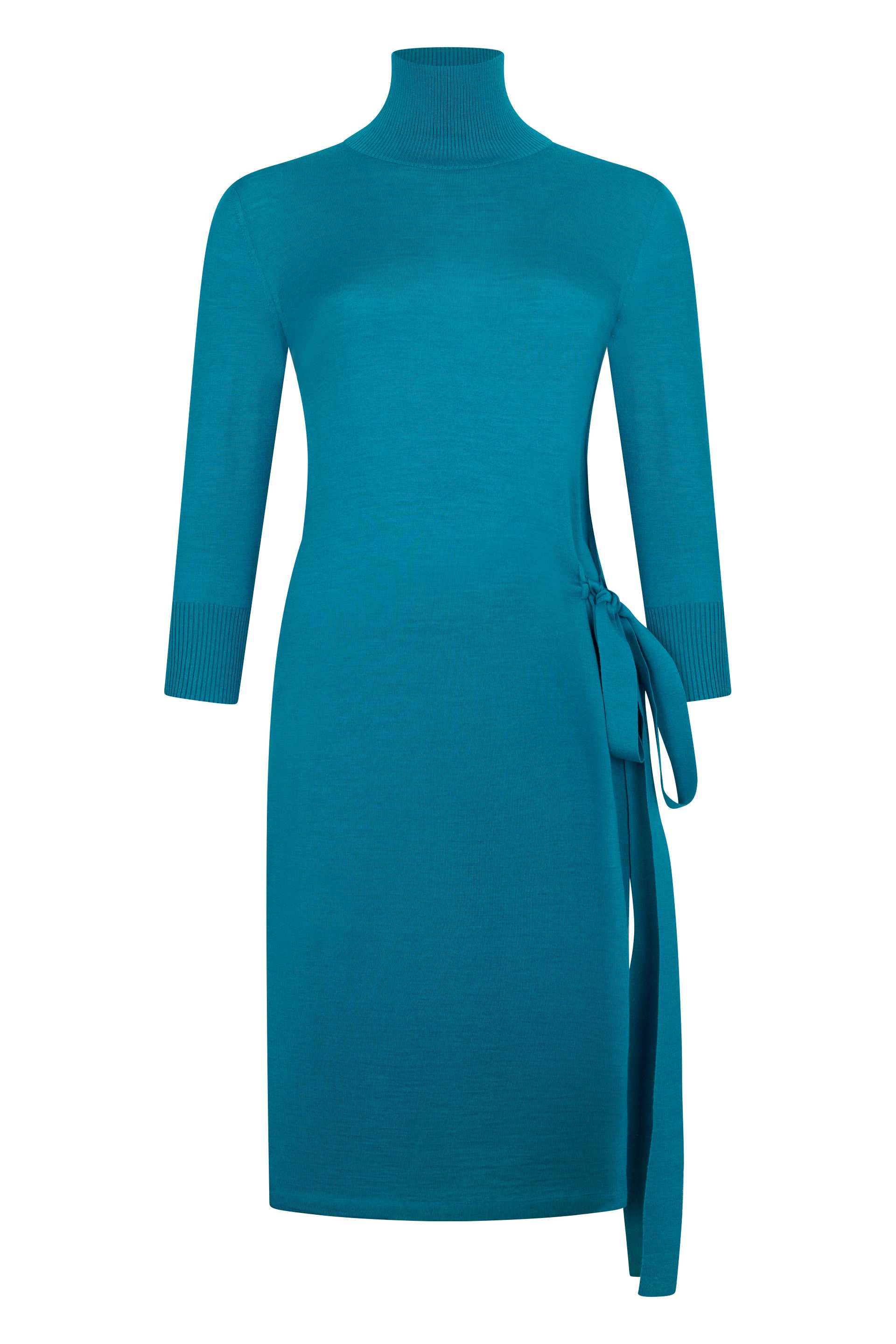 Intense blue midi dress with an elegant belt