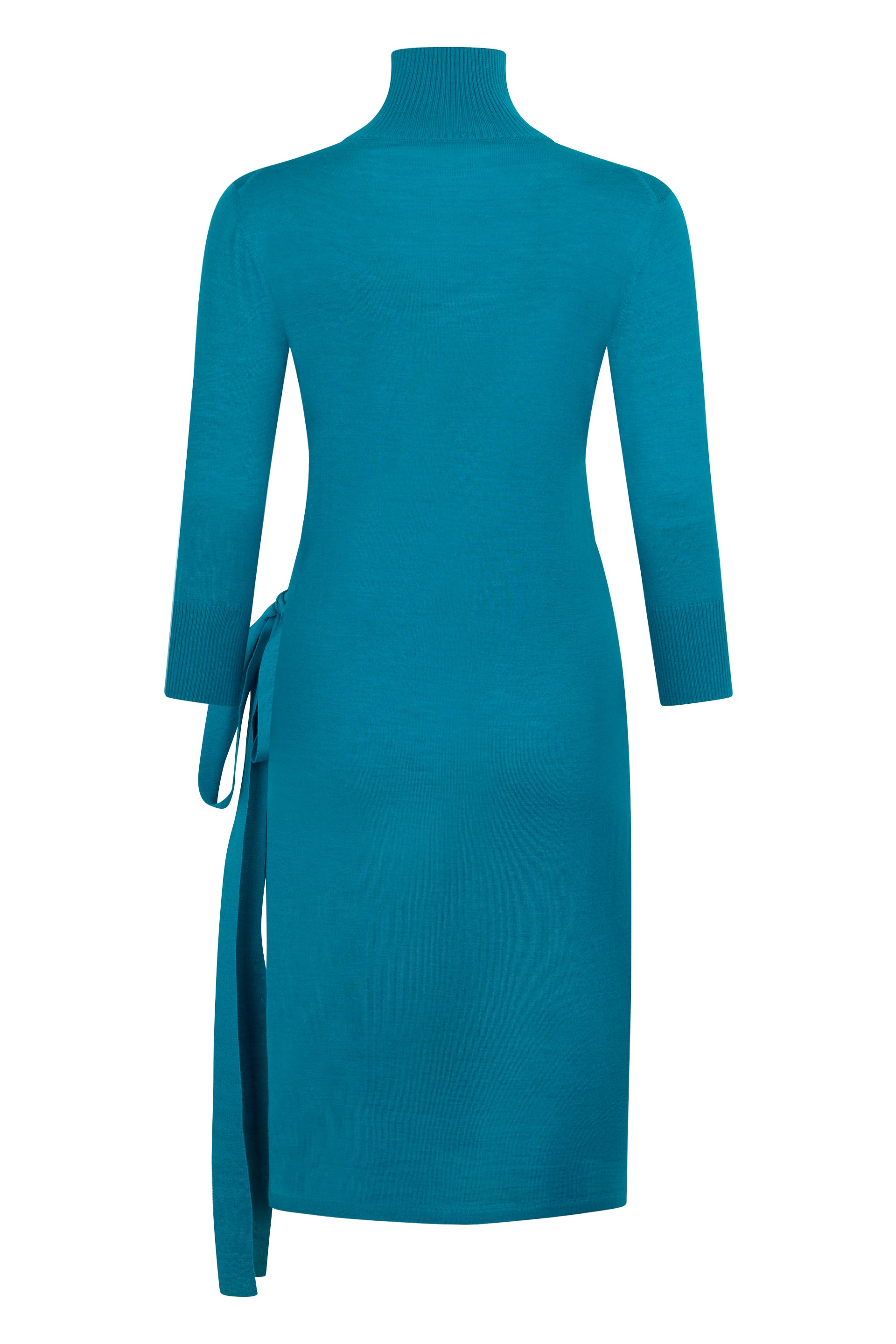 Intense blue midi dress with an elegant belt